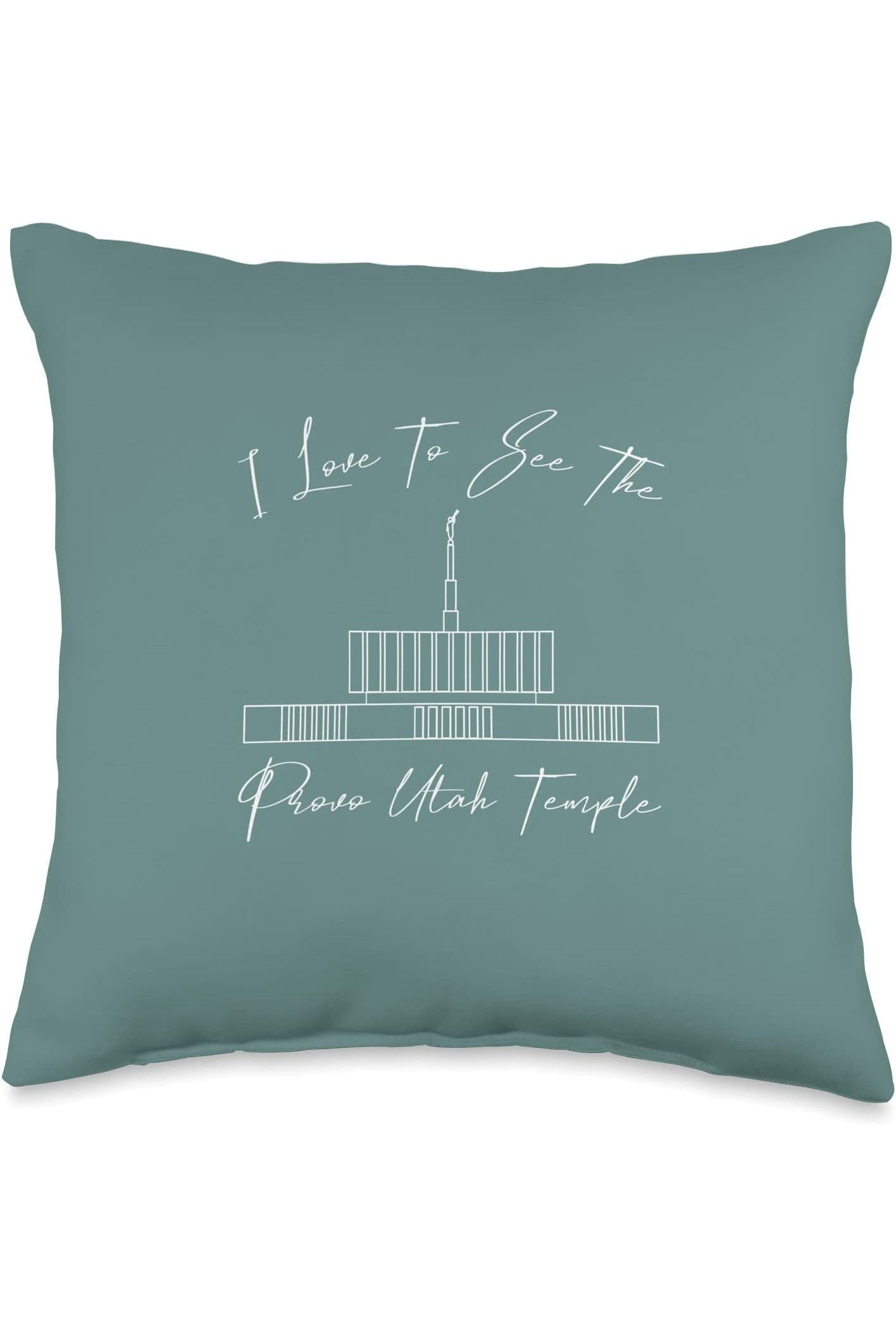 Provo Utah Temple Throw Pillows - Calligraphy Style (English) US