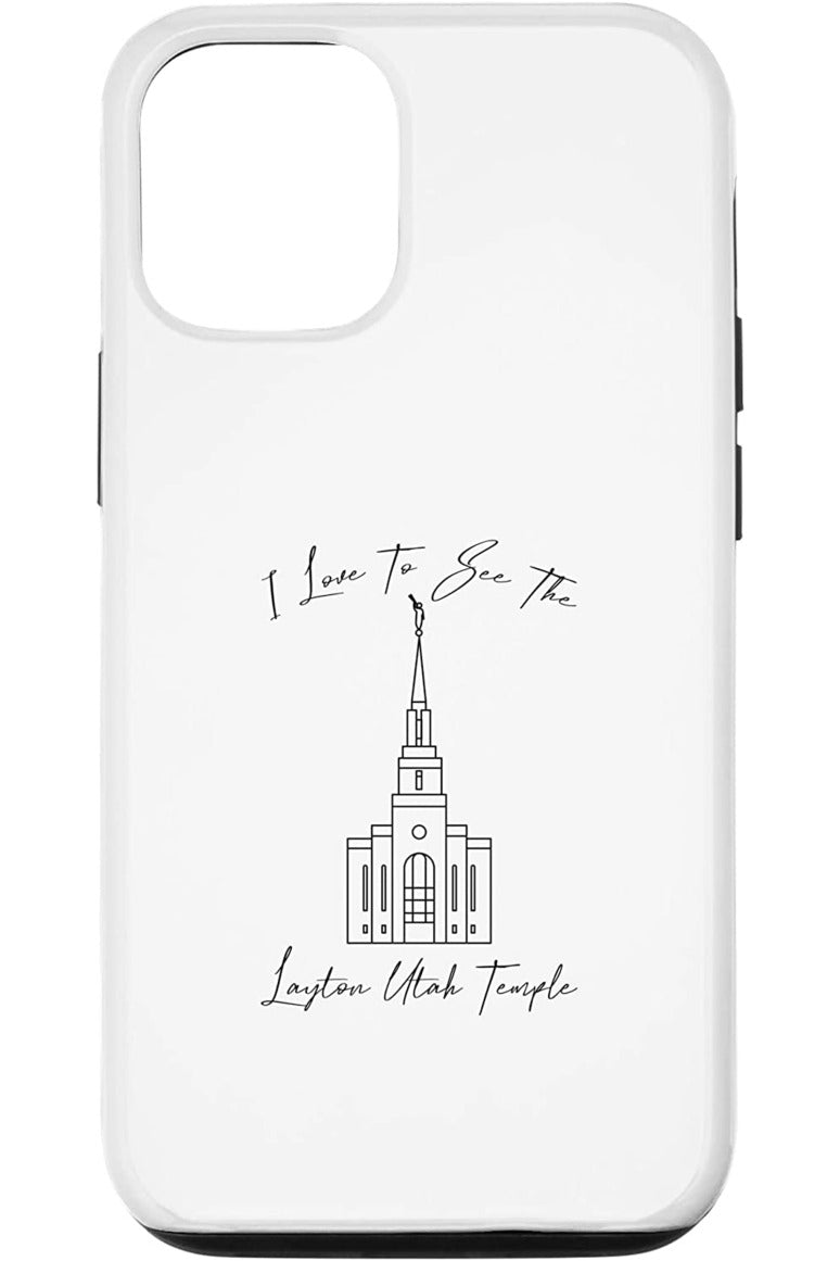 Layton Utah Temple Apple iPhone Cases - Calligraphy Style (English) US