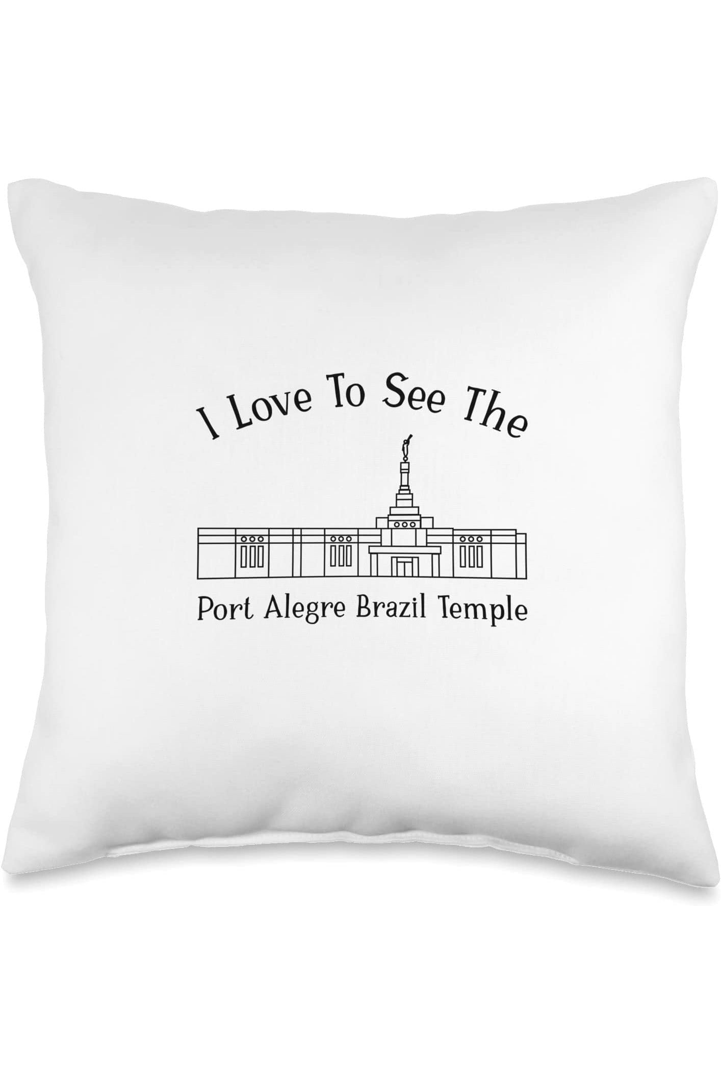 Porto Alegre Brazil Temple Throw Pillows - Happy Style (English) US