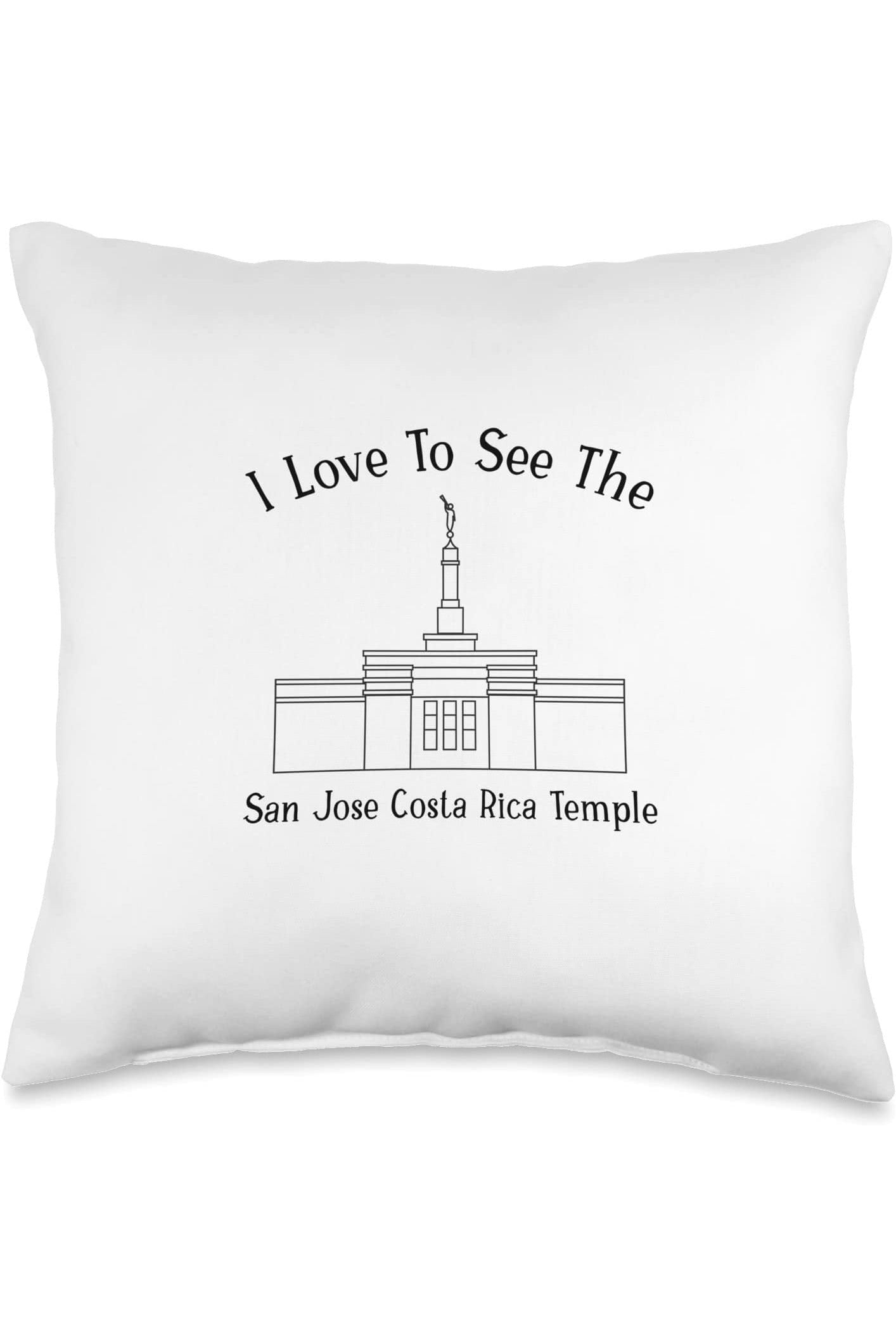 San Jose Costa Rica Temple Throw Pillows - Happy Style (English) US