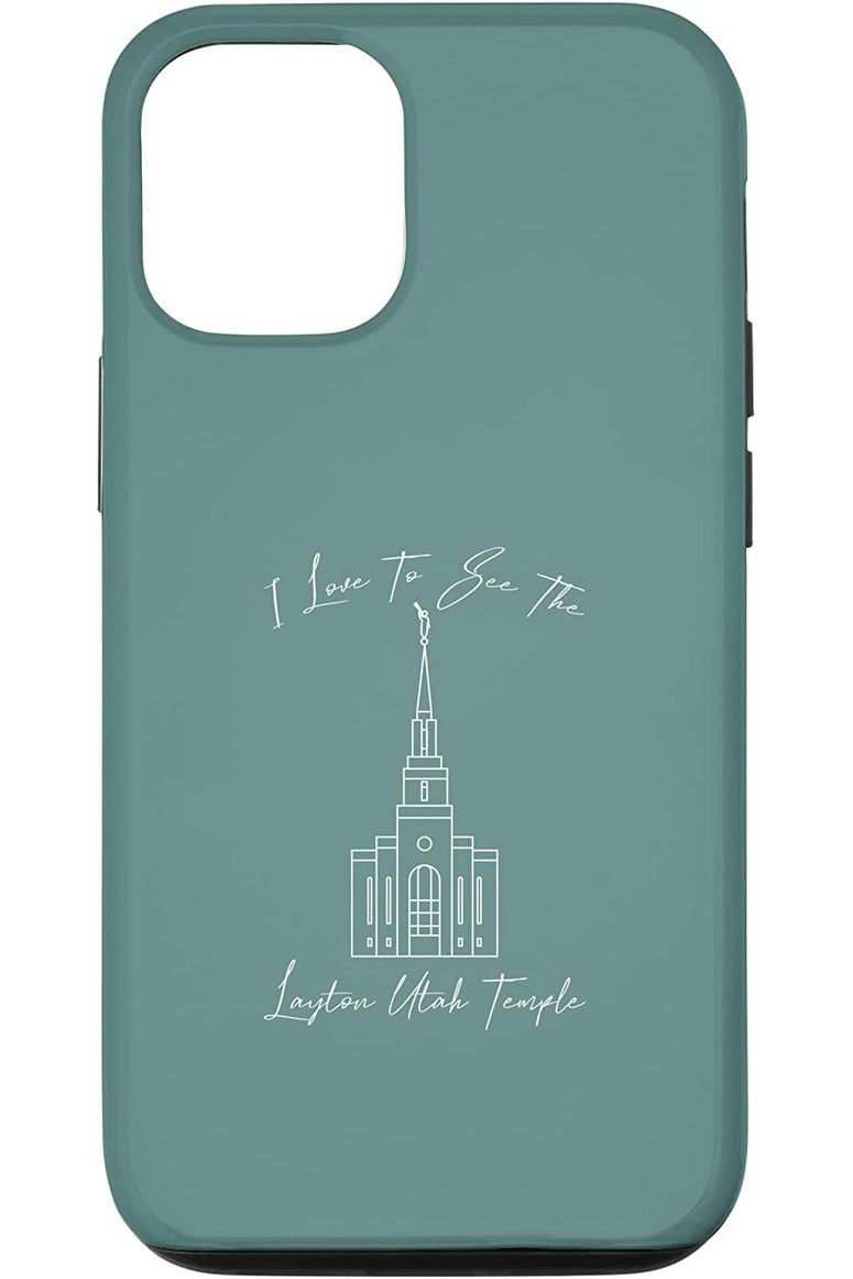 Layton Utah Temple Apple iPhone Cases - Calligraphy Style (English) US