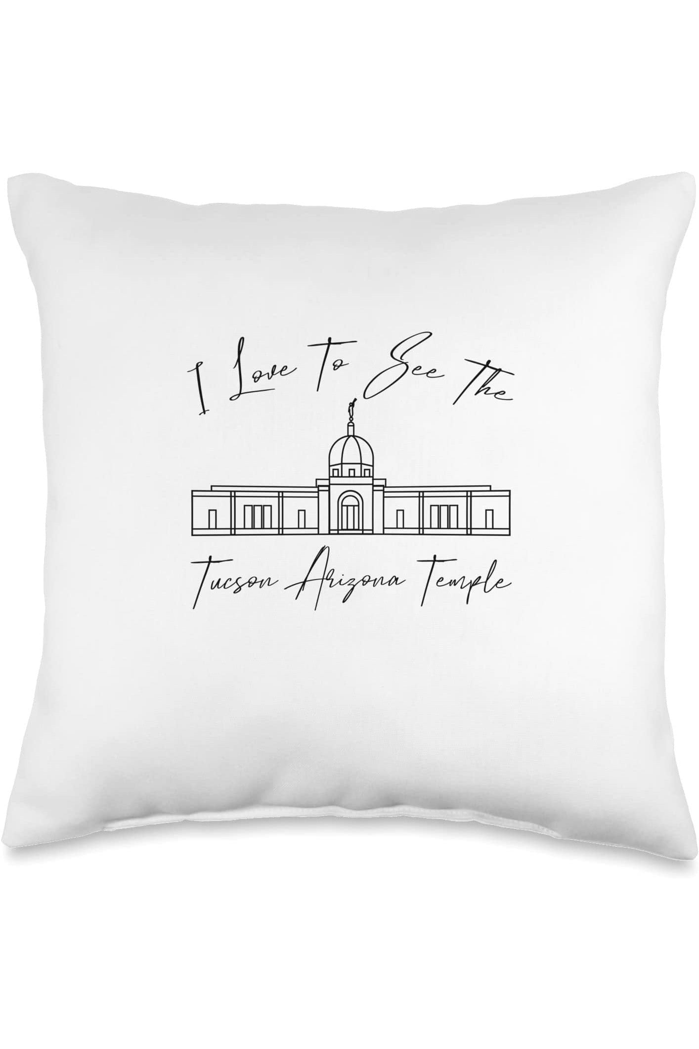 Tucson Arizona Temple Throw Pillows - Calligraphy Style (English) US