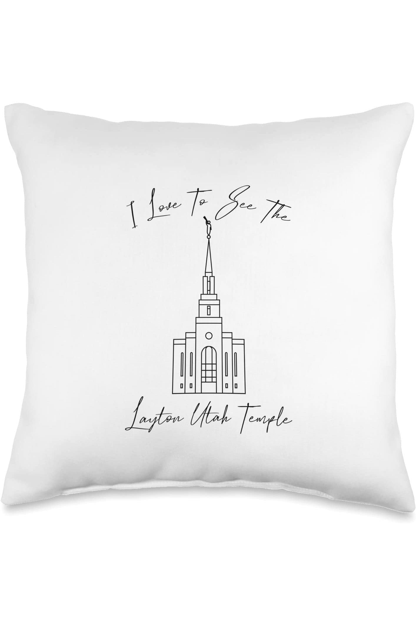 Layton Utah Temple Throw Pillows - Calligraphy Style (English) US