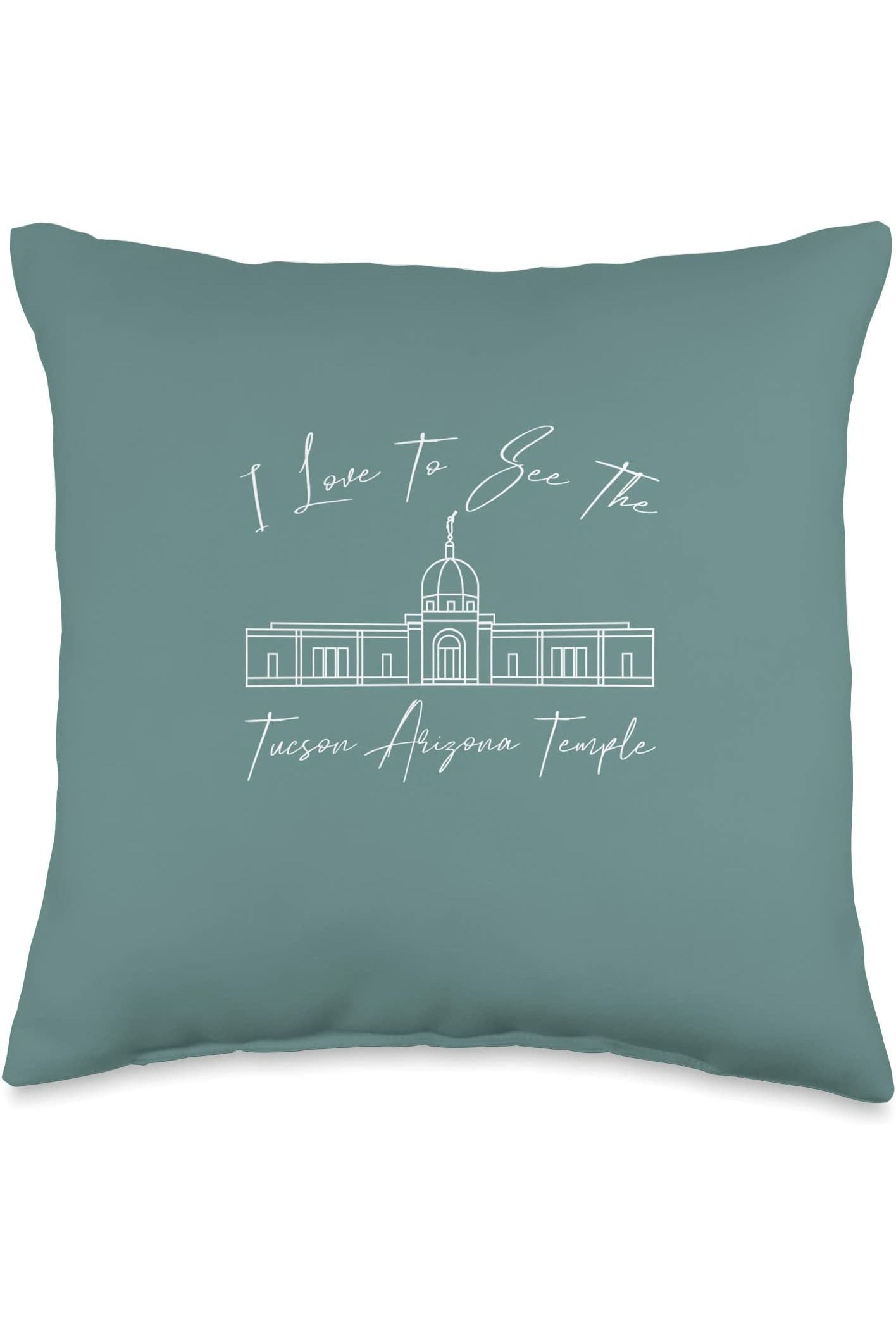 Tucson Arizona Temple Throw Pillows - Calligraphy Style (English) US
