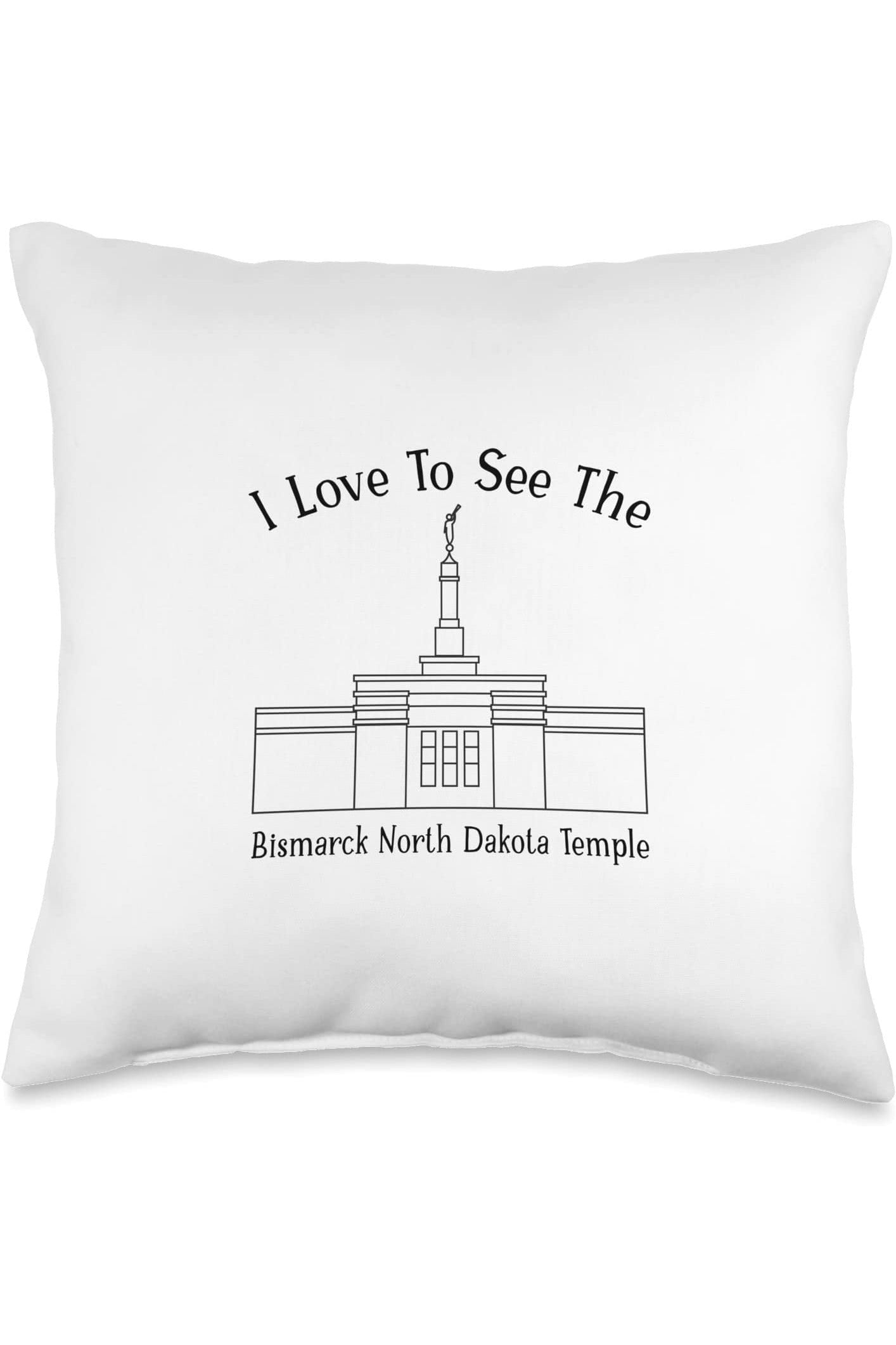 Bismarck North Dakota Temple Throw Pillows - Happy Style (English) US