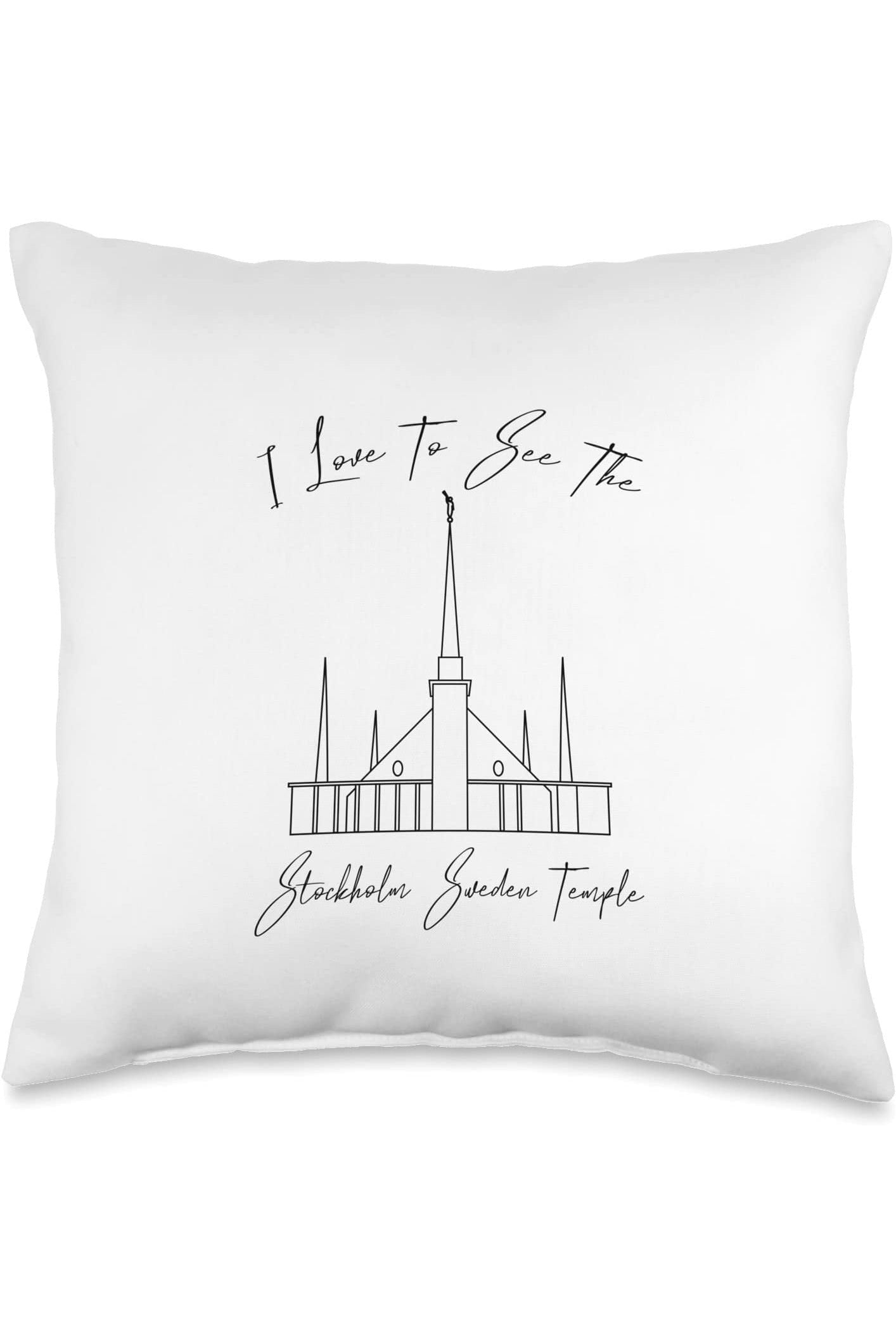 Stockholm Sweden Temple Throw Pillows - Calligraphy Style (English) US