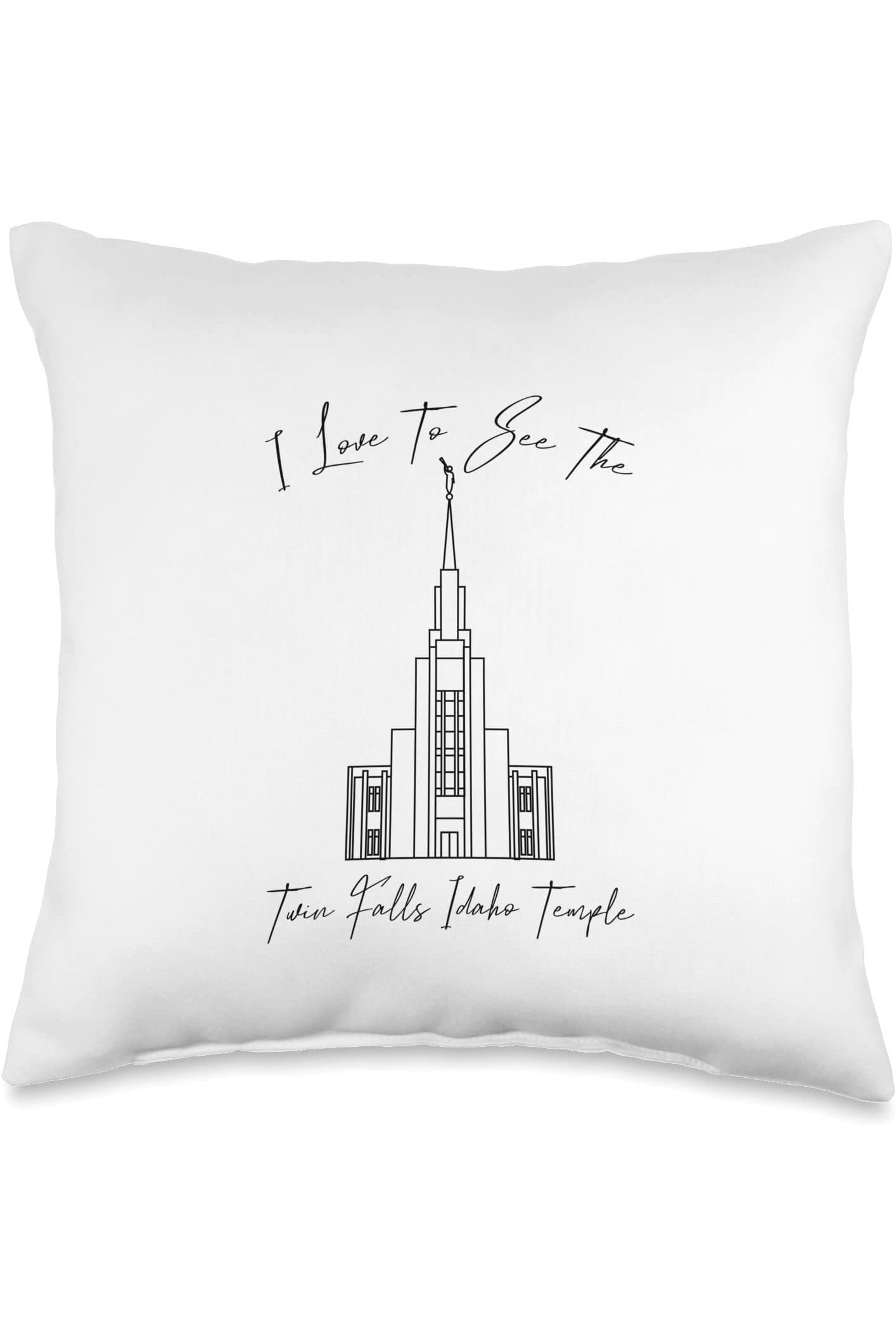 Twin Falls Idaho Temple Throw Pillows - Calligraphy Style (English) US