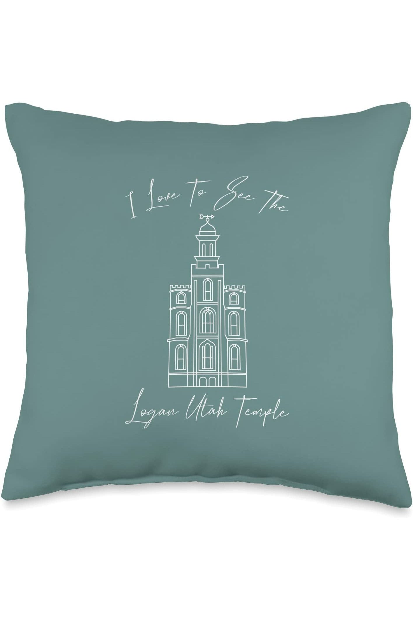 Logan Utah Temple Throw Pillows - Calligraphy Style (English) US