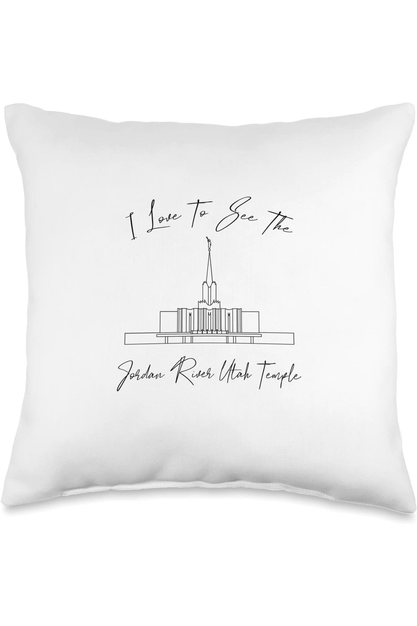 Jordan River Utah Temple Throw Pillows - Calligraphy Style (English) US