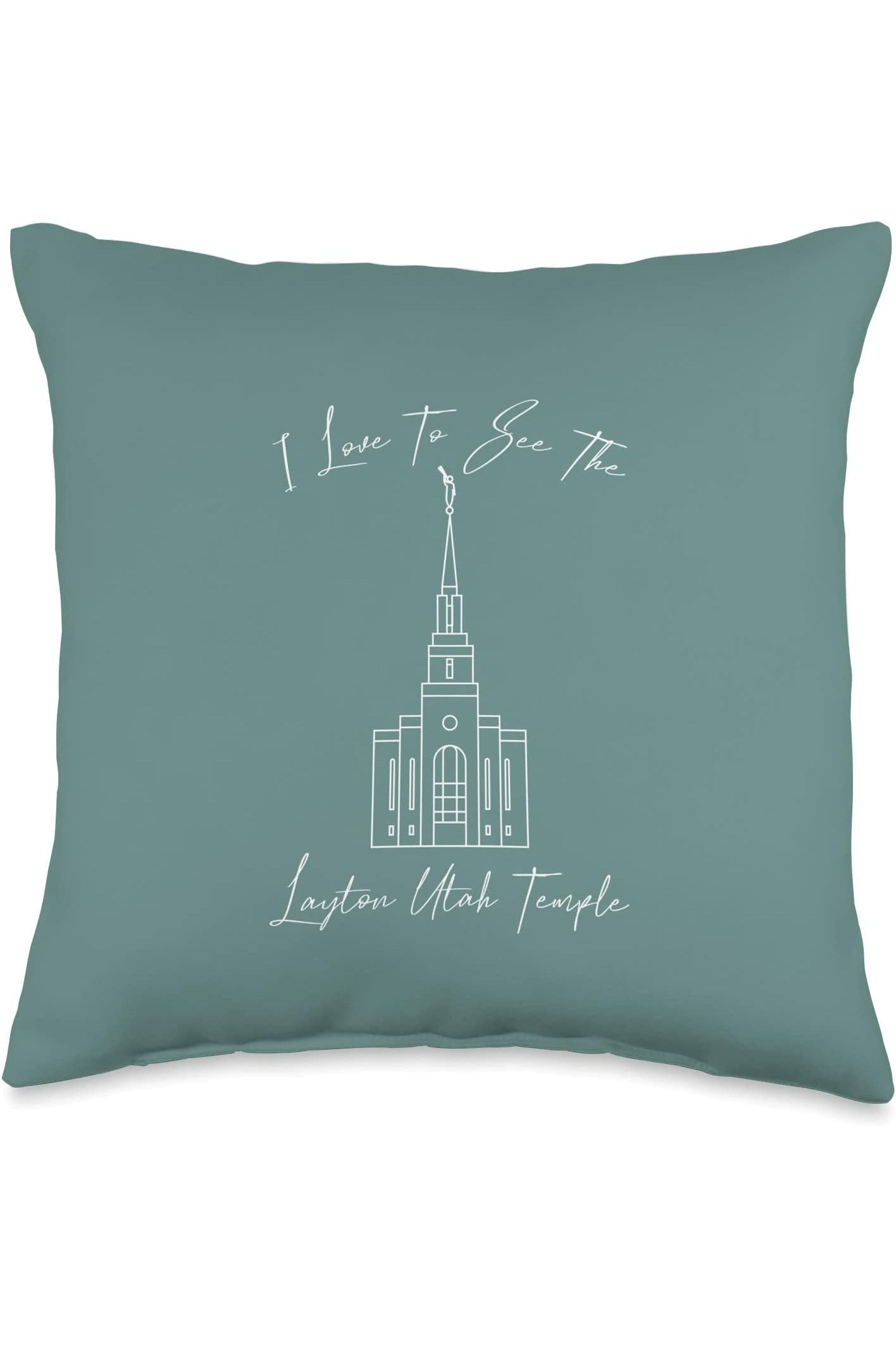 Layton Utah Temple Throw Pillows - Calligraphy Style (English) US