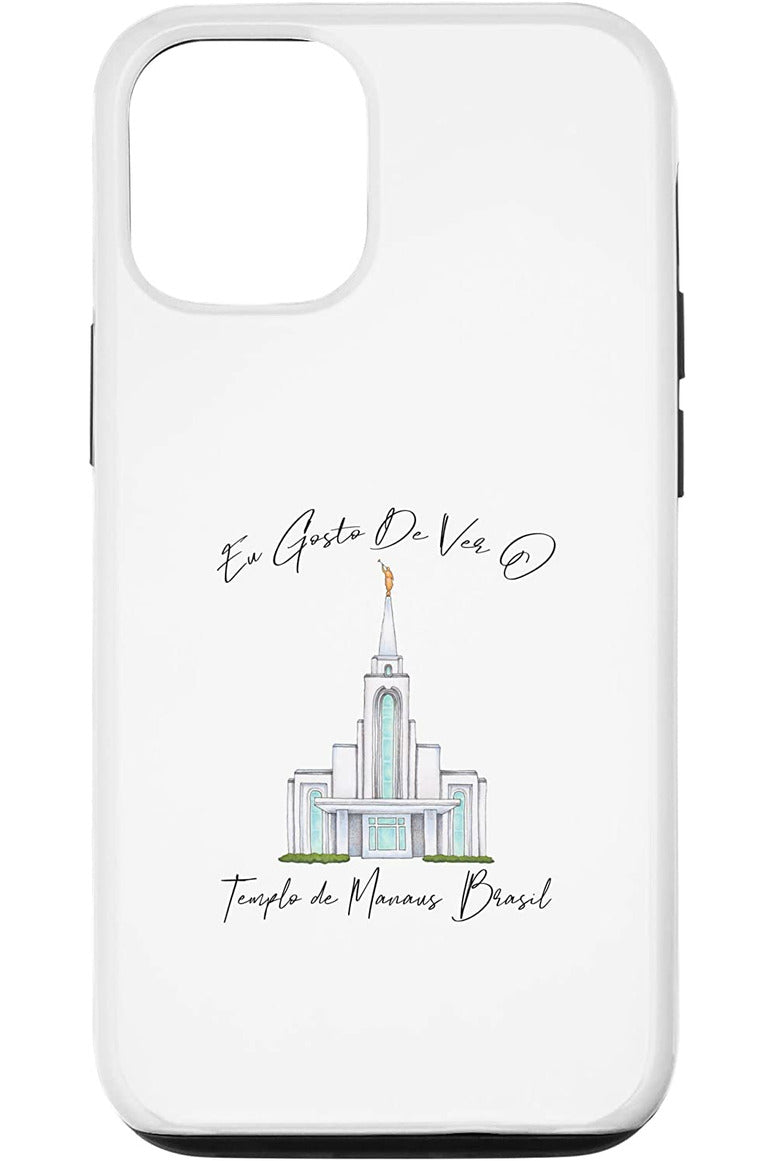 Templo de Manaus Brasil Apple iPhone Cases - Calligraphy Style (Portuguese) US