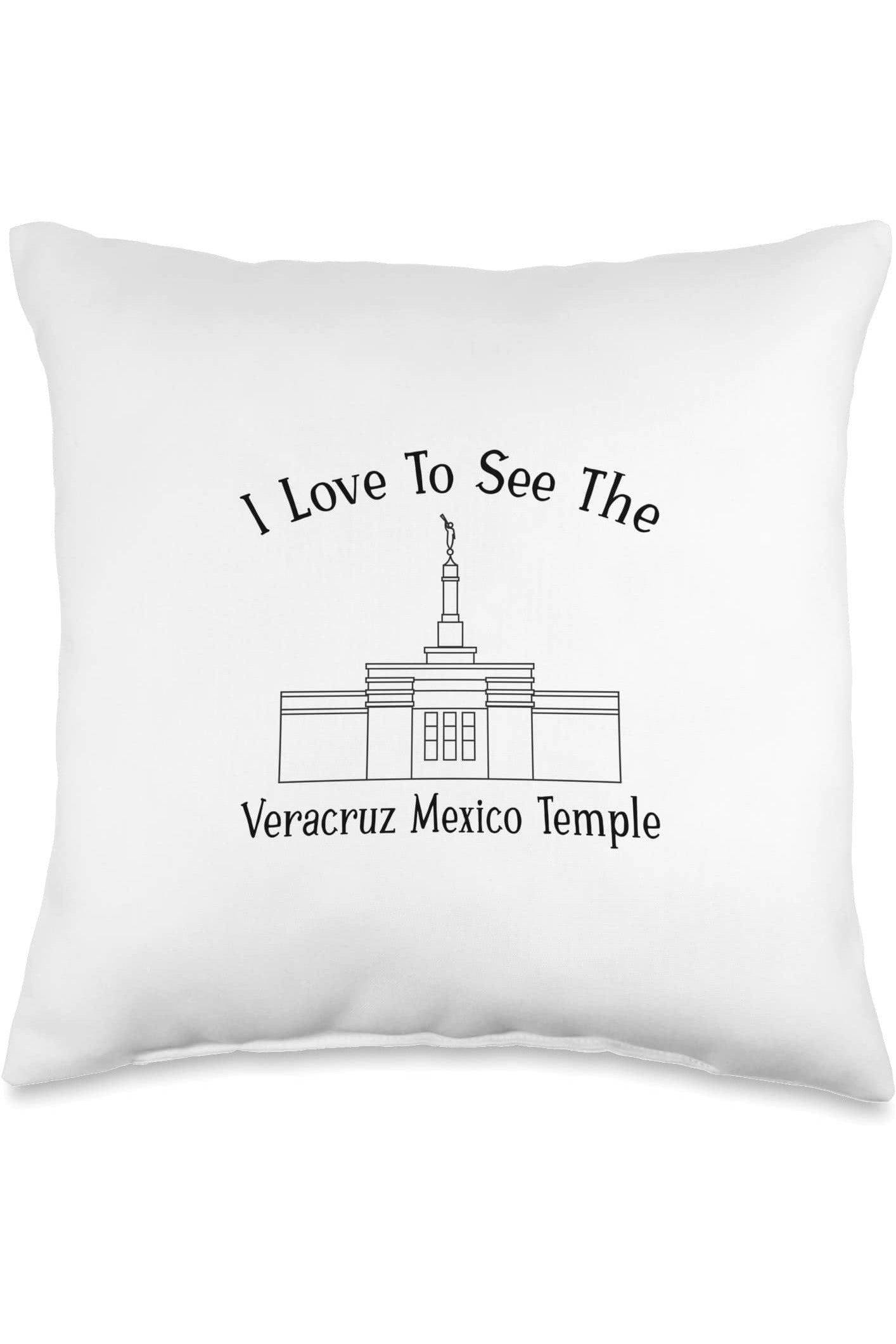 Veracruz Mexico Temple Throw Pillows - Happy Style (English) US