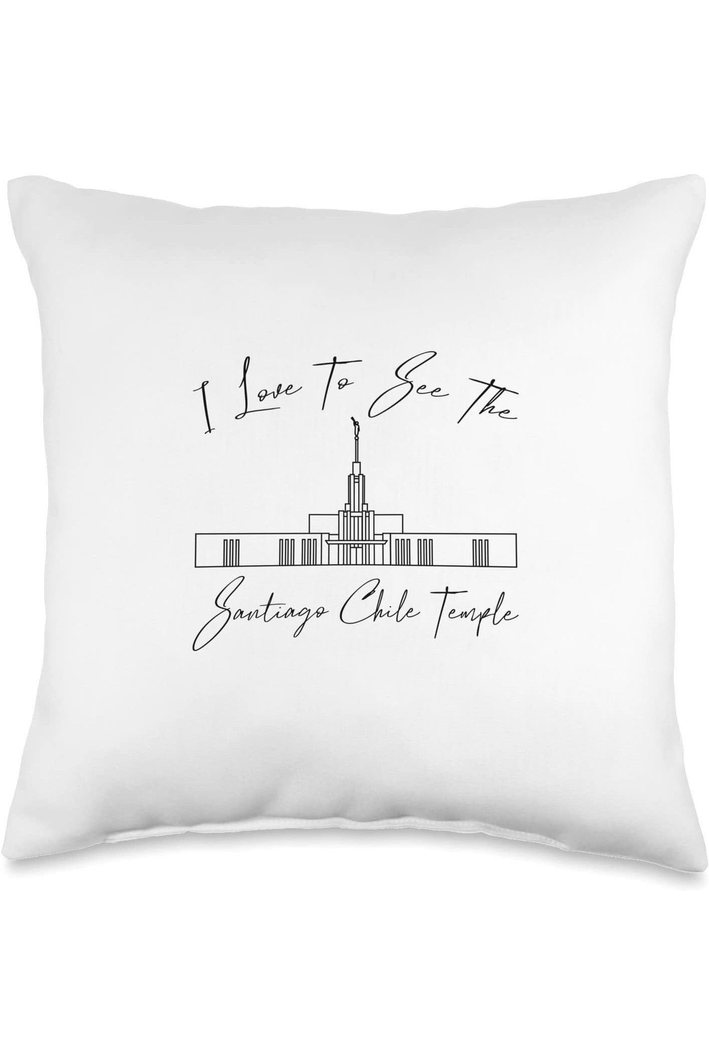 Santiago Chile Temple Throw Pillows - Calligraphy Style (English) US