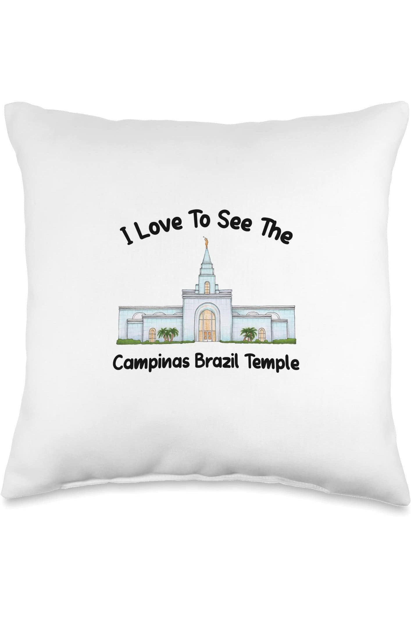 Campinas Brazil Temple Throw Pillows - Primary Style (English) US