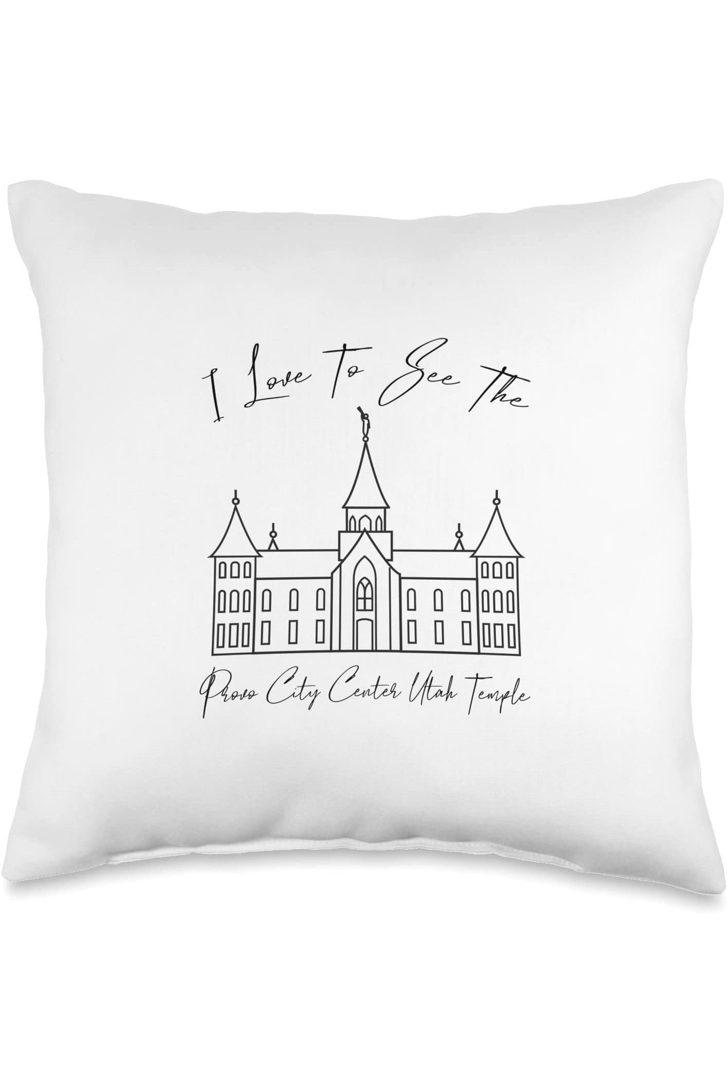 Provo City Center Utah Temple Throw Pillows - Calligraphy Style (English) US