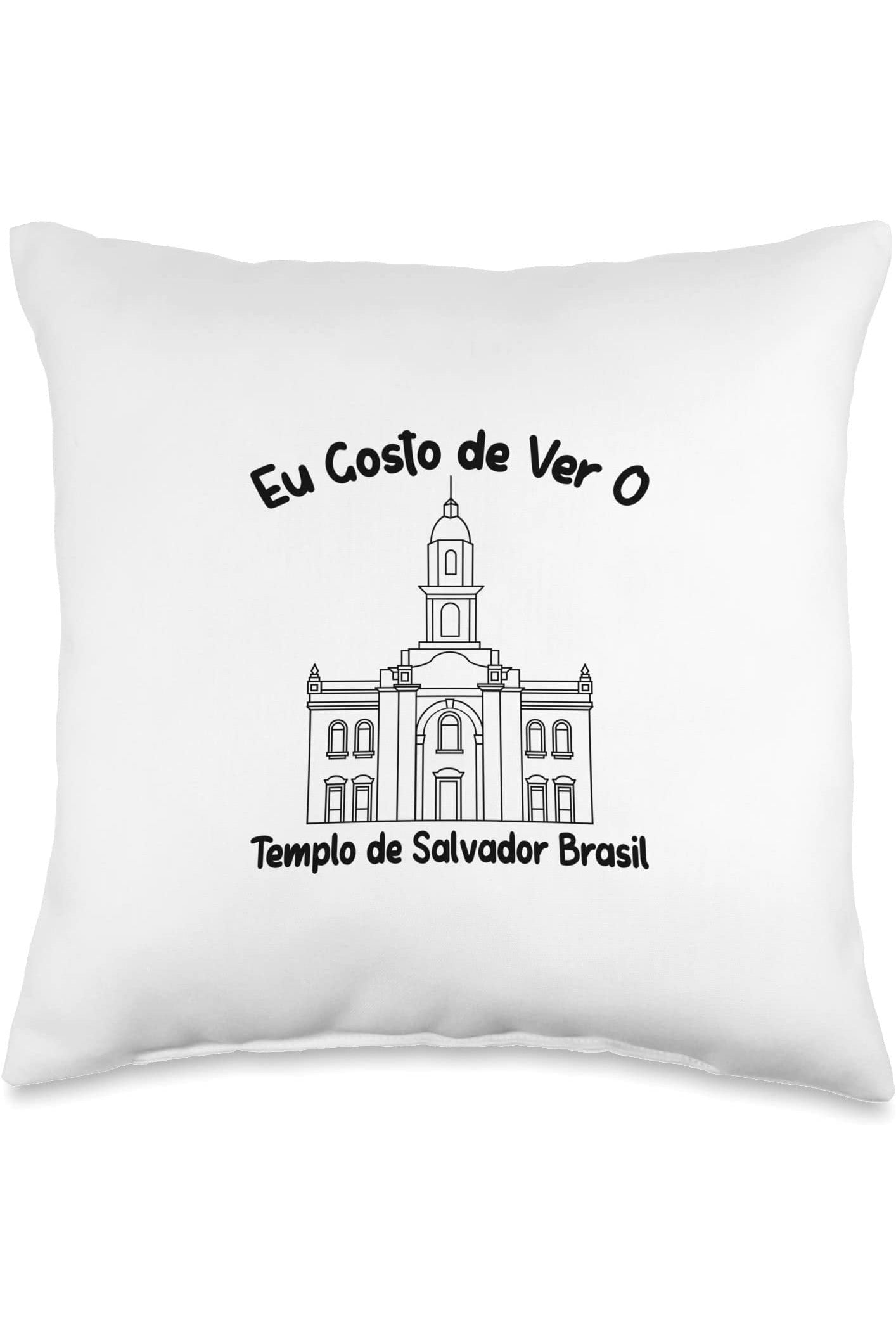 Salvador Brazil Temple Throw Pillows - Primary Style (Portuguese) US