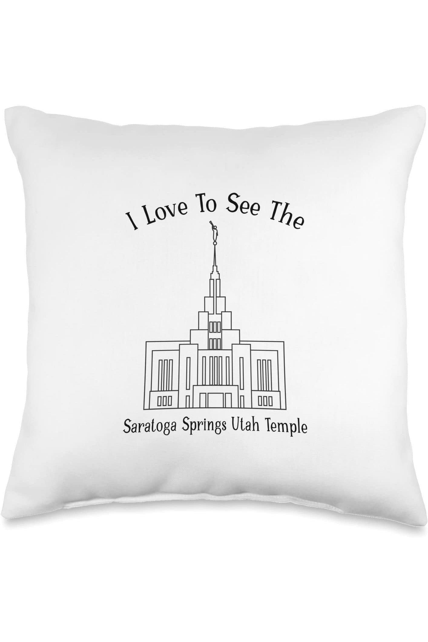 Saratoga Springs Utah Temple Throw Pillows - Happy Style (English) US