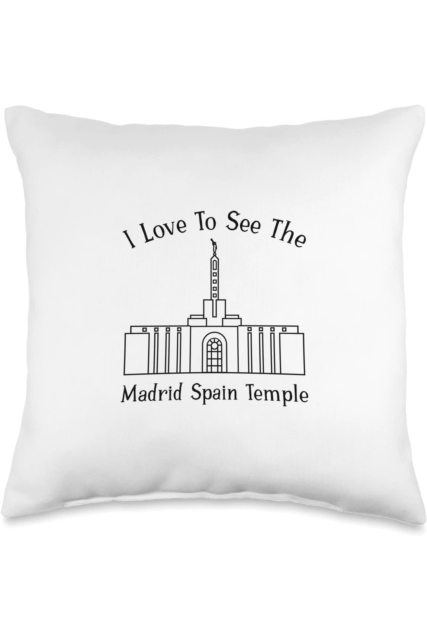 Madrid Spain Temple Throw Pillows - Happy Style (English) US