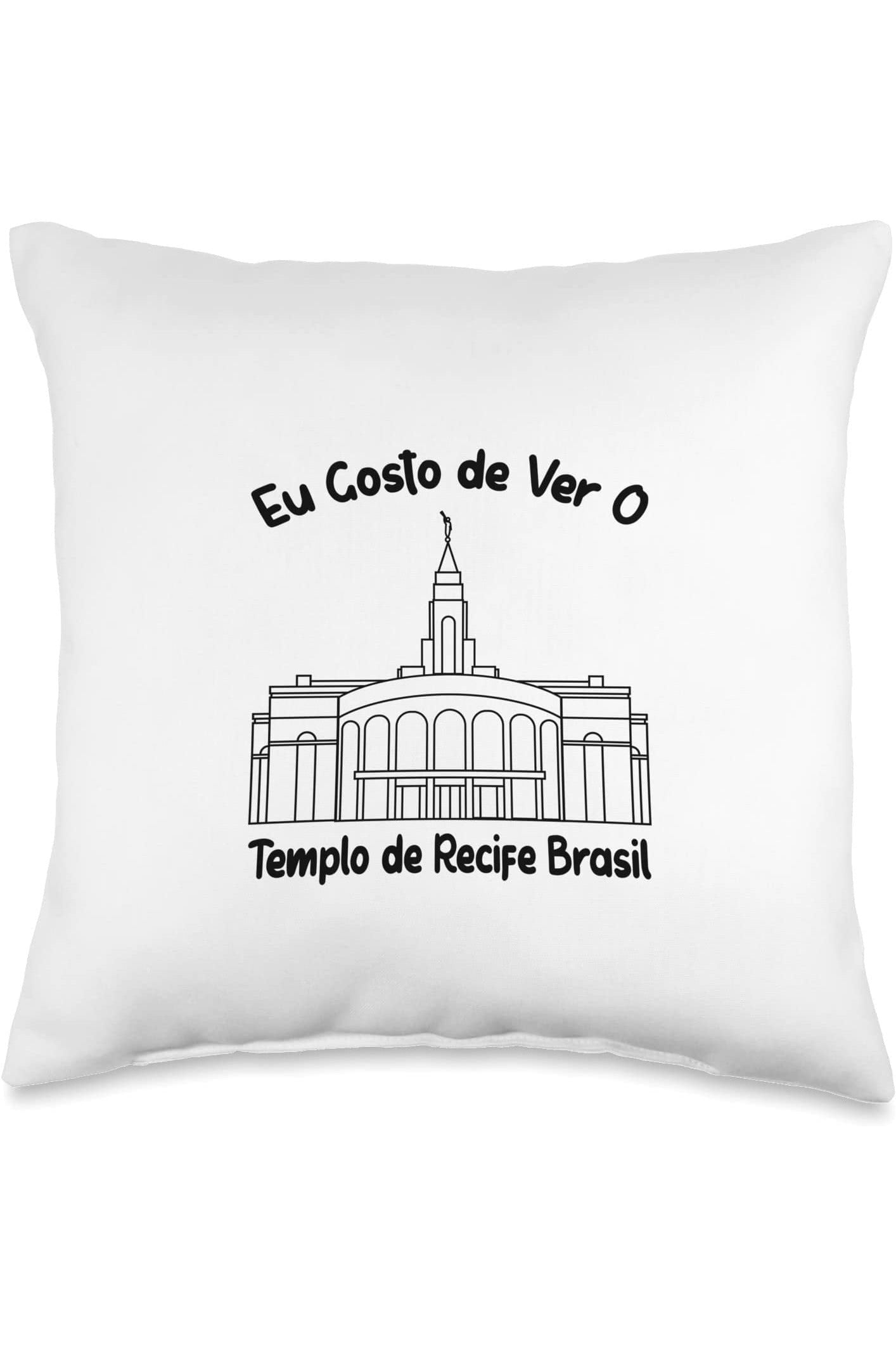 Recife Brazil Temple Throw Pillows - Primary Style (Portuguese) US