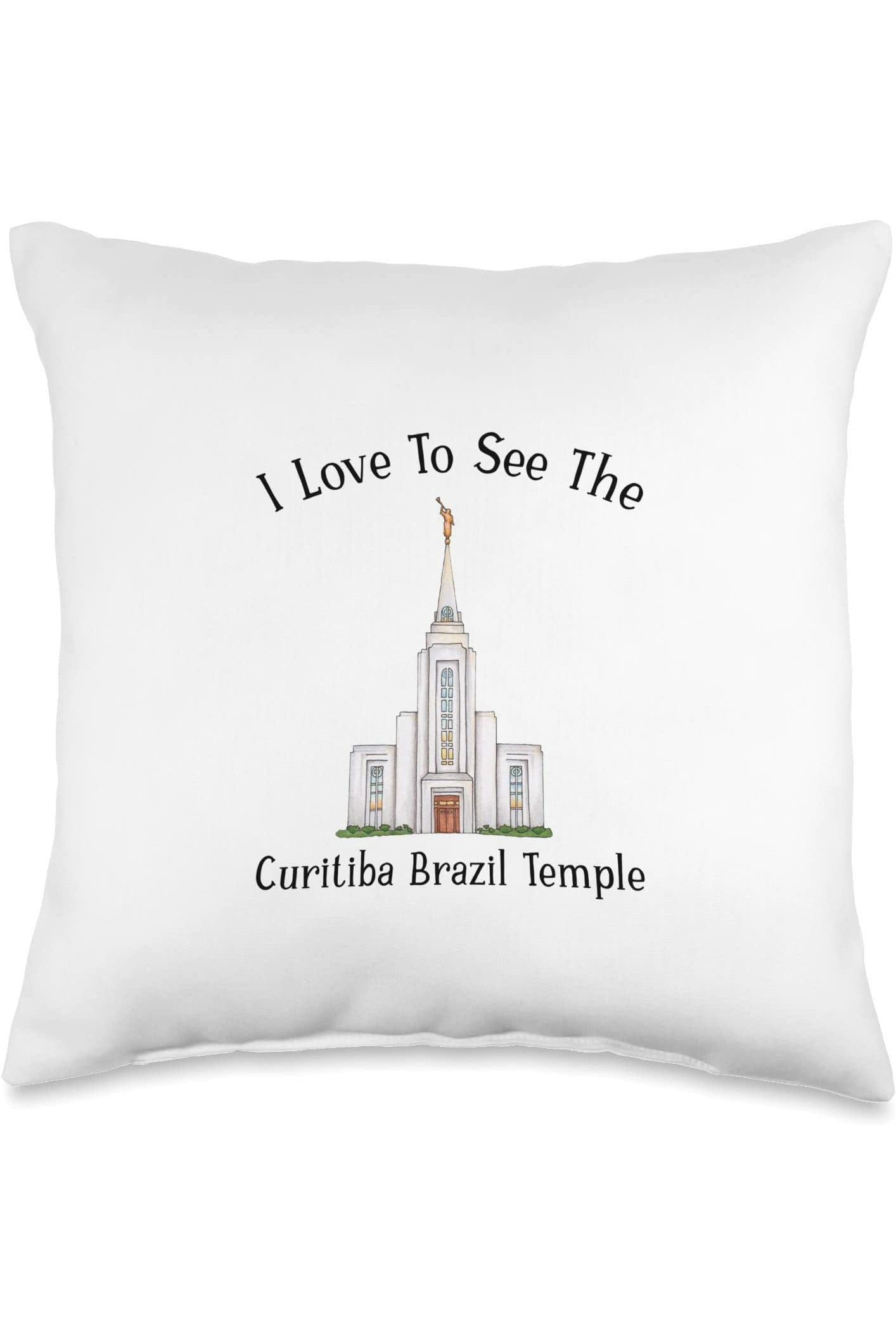 Curitiba Brazil Temple Throw Pillows - Happy Style (English) US