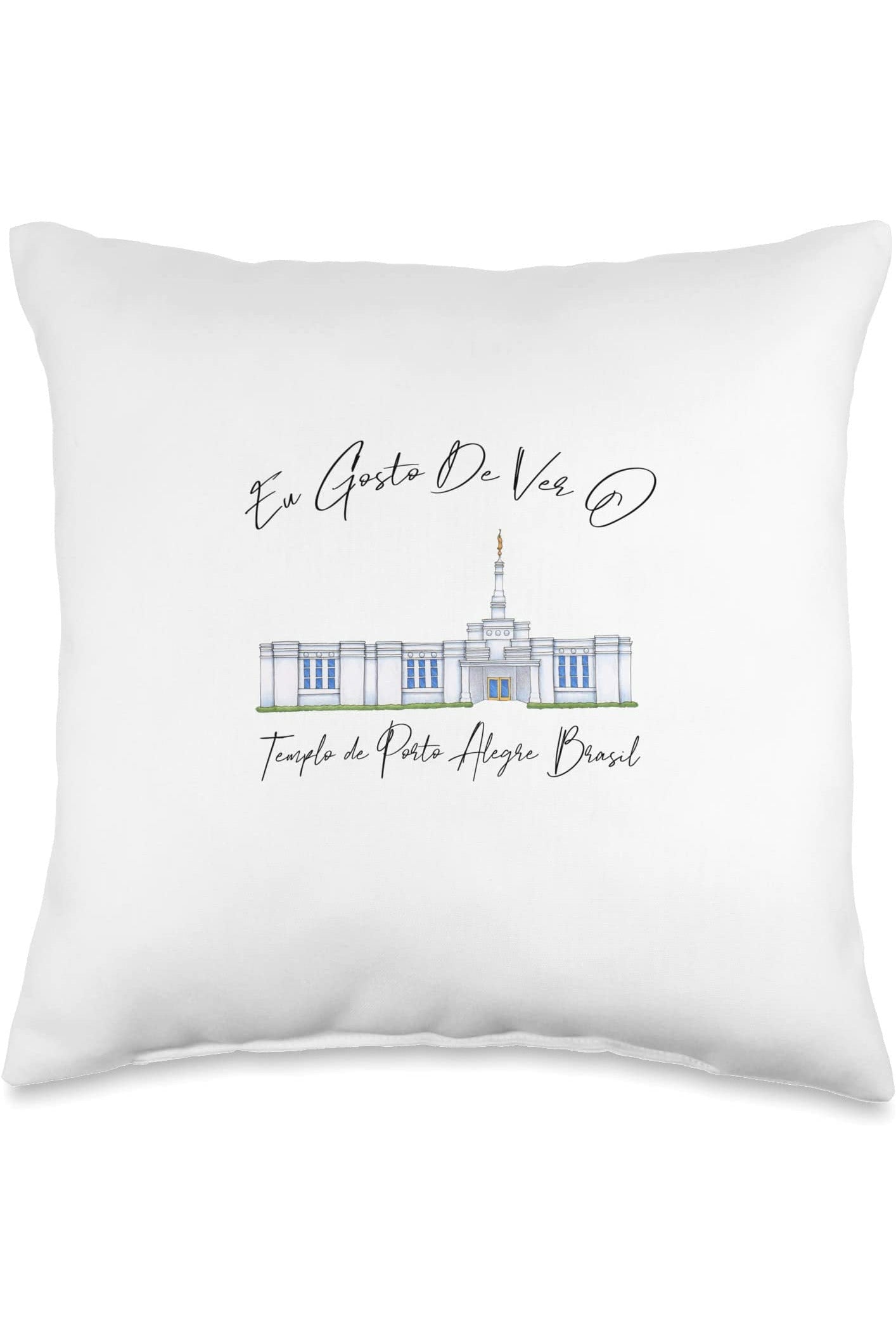 Templo de Manaus Brasil Throw Pillows - Calligraphy Style (Portuguese) US