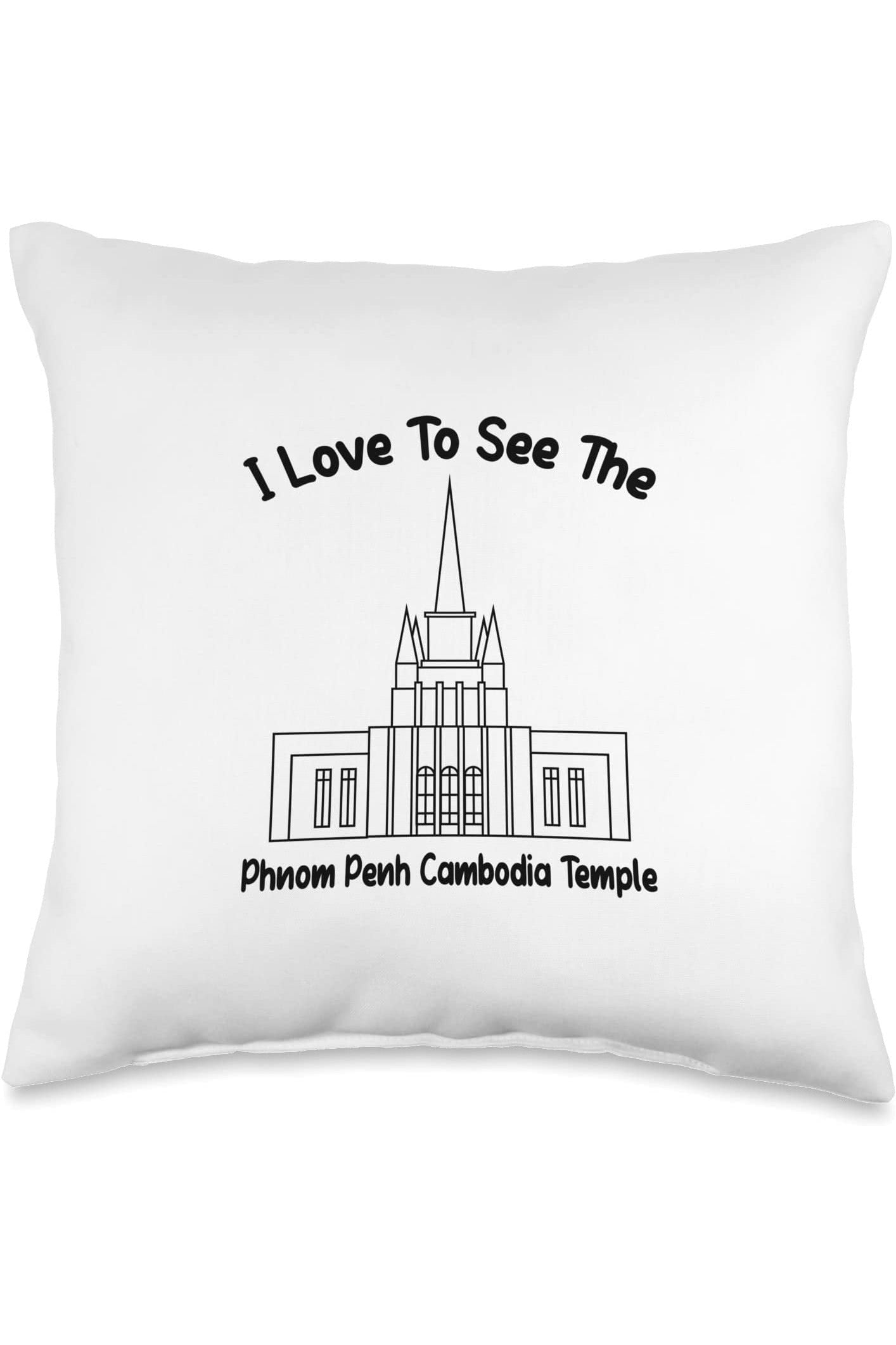 Phnom Penh Cambodia Temple Throw Pillows - Primary Style (English) US