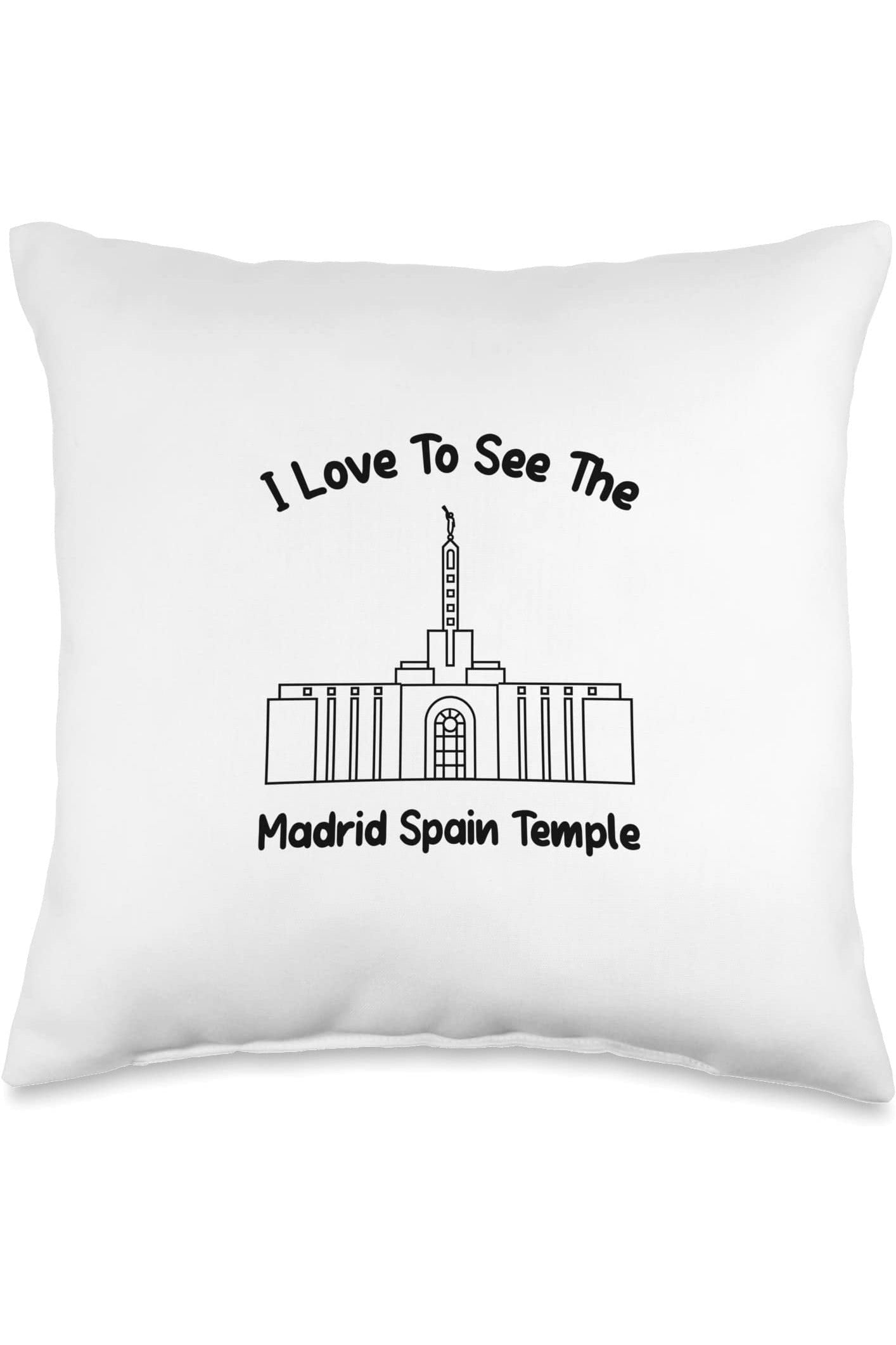 Madrid Spain Temple Throw Pillows - Primary Style (English) US