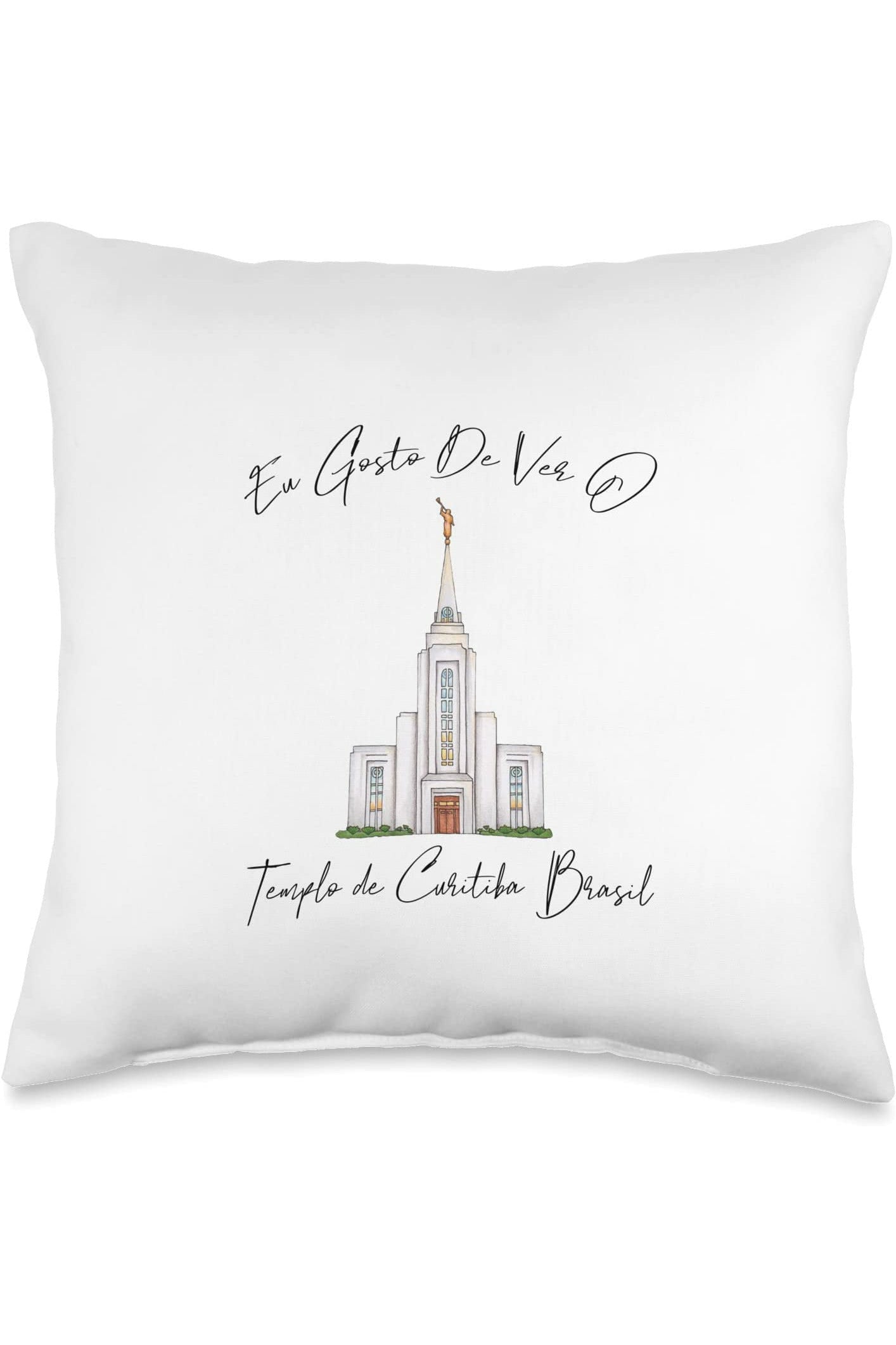 Templo de Manaus Brasil Throw Pillows - Calligraphy Style (Portuguese) US