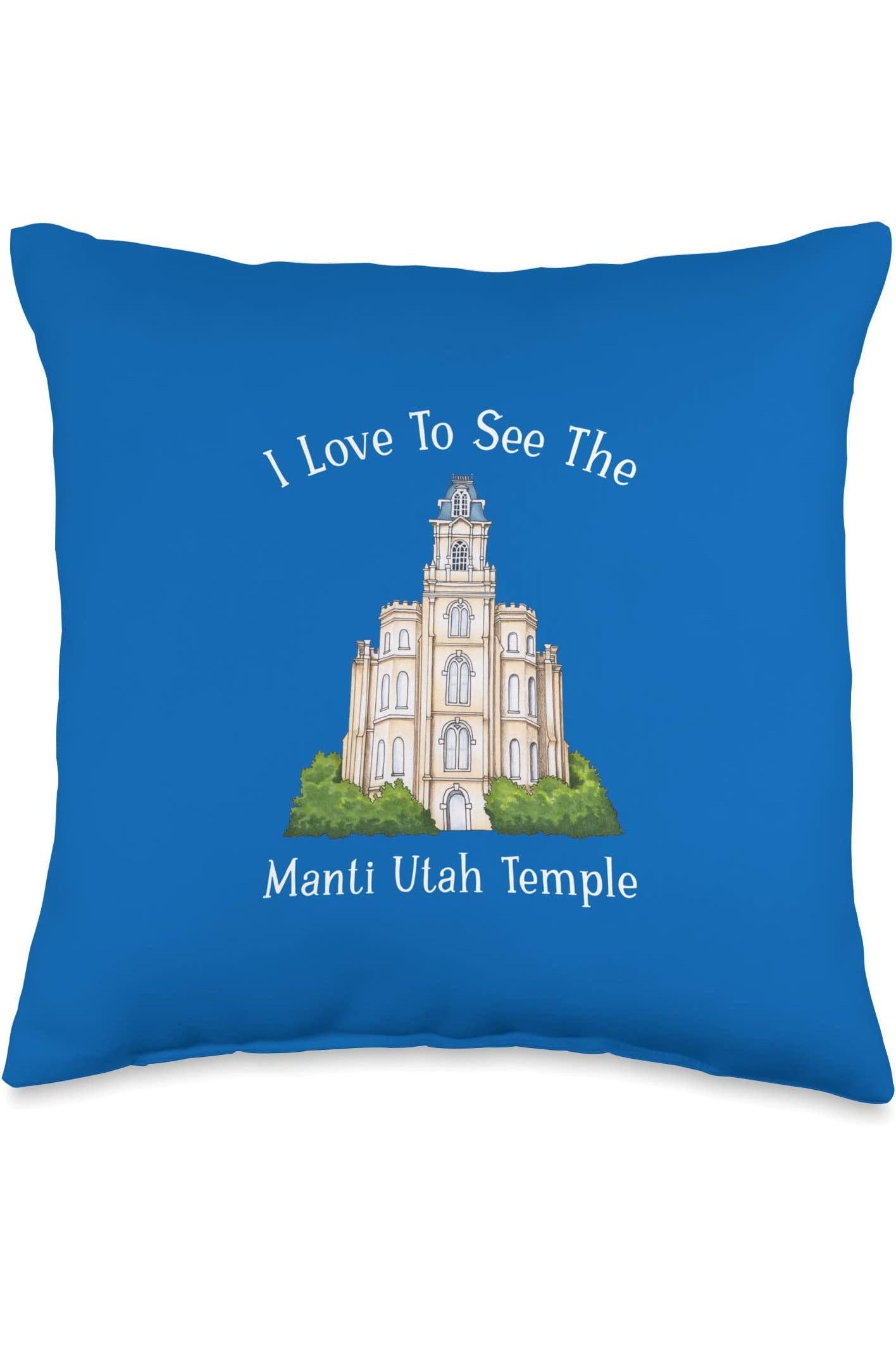 Manti Utah Temple Throw Pillows - Happy Style (English) US