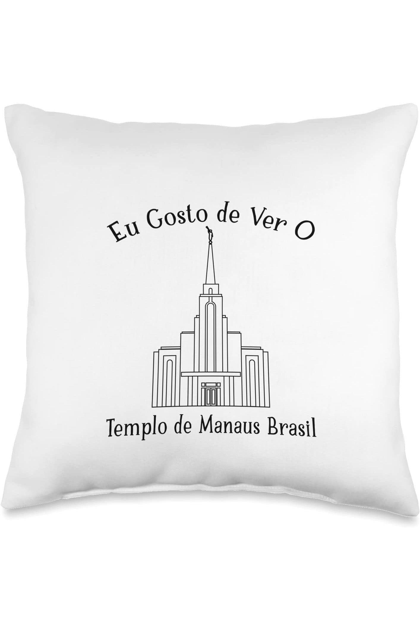 Manaus Brazil Temple Throw Pillows - Happy Style (Portuguese) US