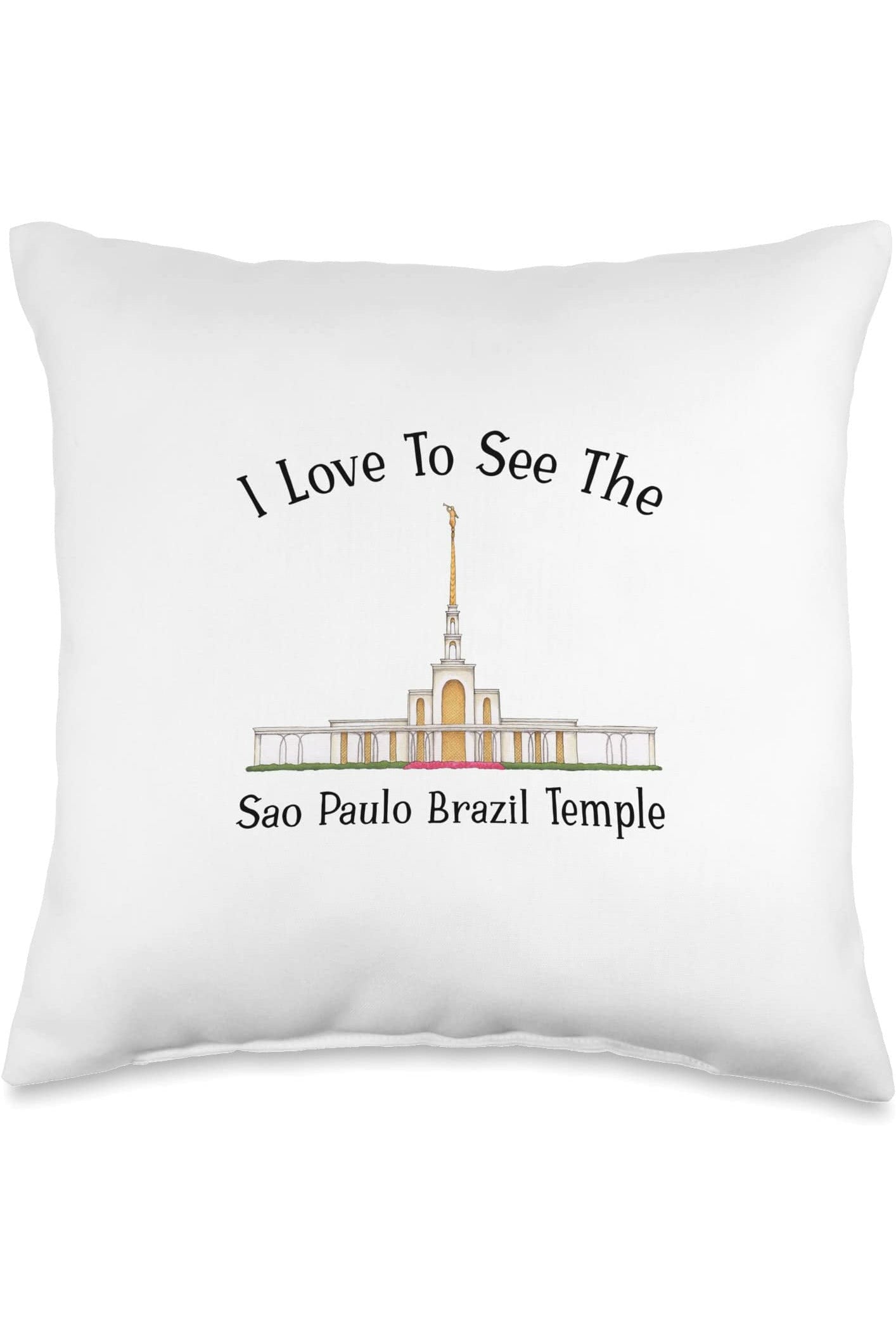 Sao Paulo Brazil Temple Throw Pillows - Happy Style (English) US