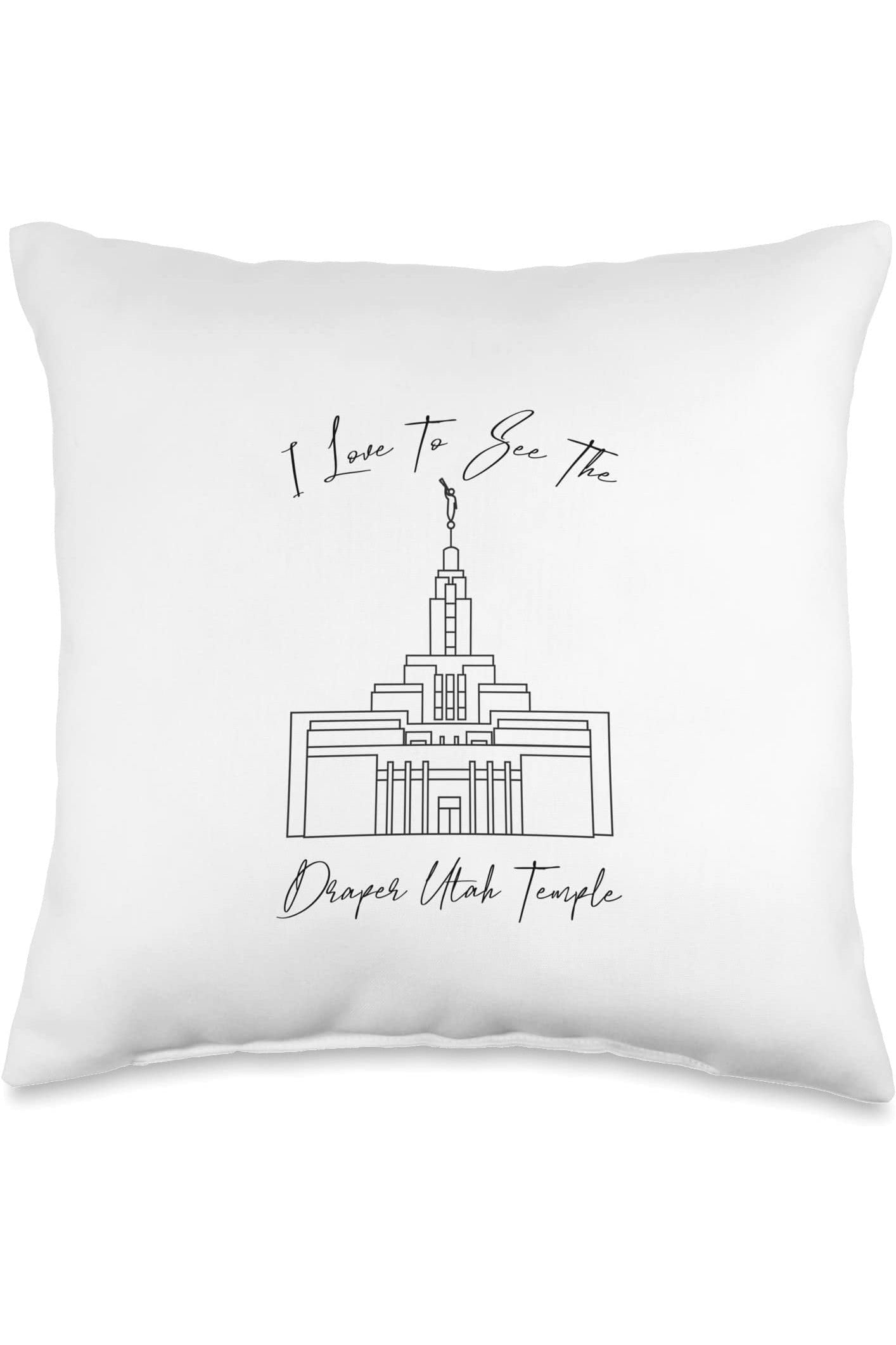 Draper Utah Temple Throw Pillows - Calligraphy Style (English) US