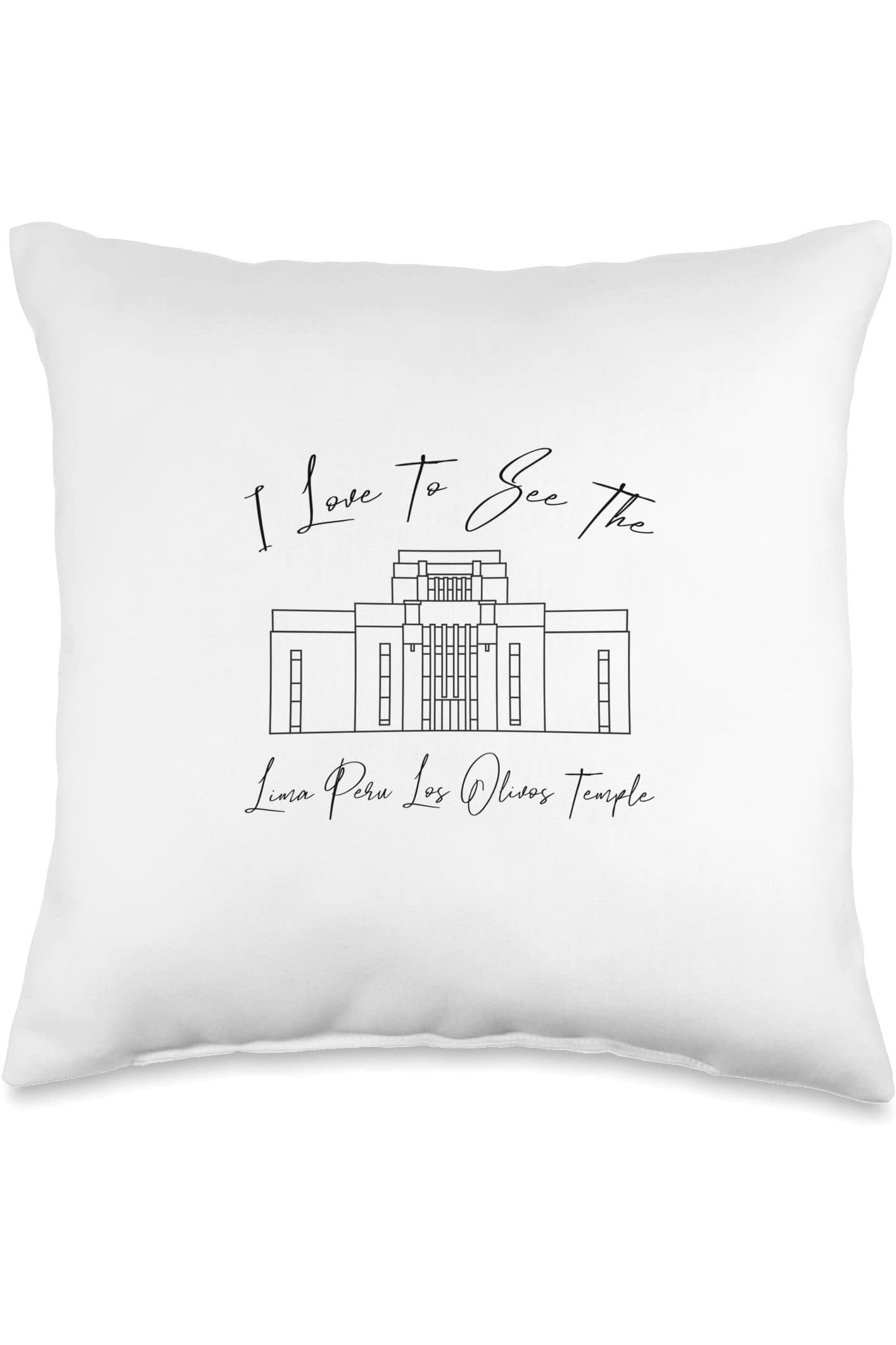 Lima Peru Los Olivos Temple Throw Pillows - Calligraphy Style (English) US