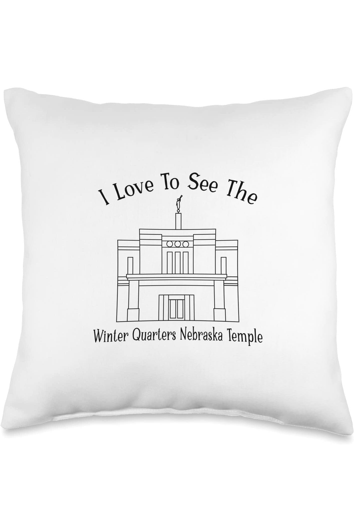Winter Quarters Nebraska Temple Throw Pillows - Happy Style (English) US