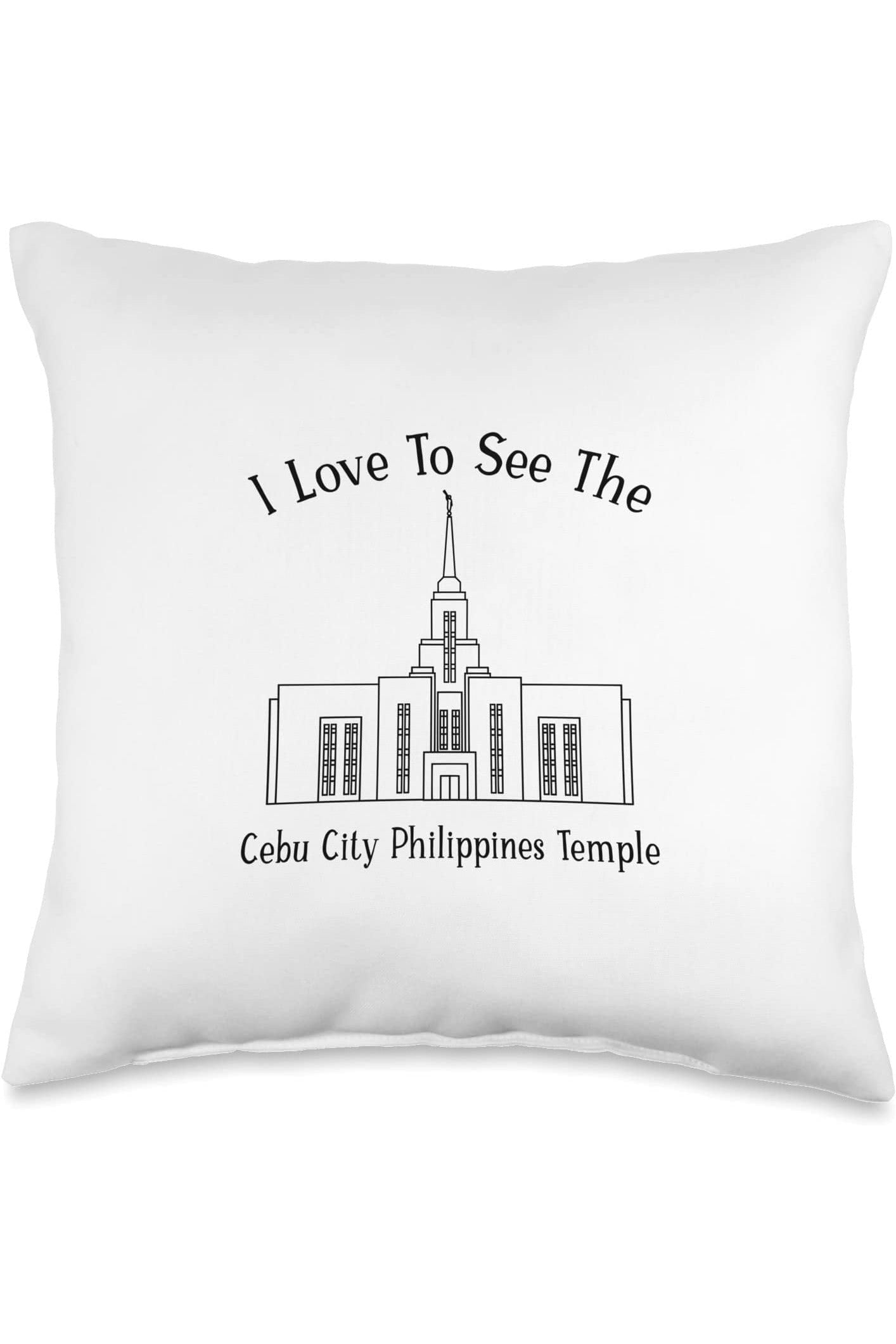 Cebu City Philippines Temple Throw Pillows - Happy Style (English) US