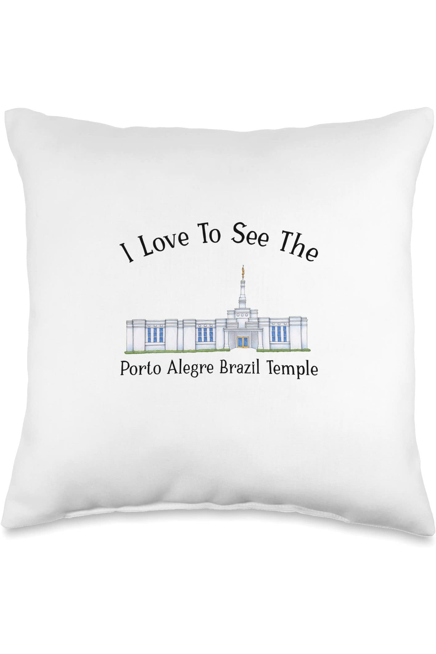 Porto Alegre Brazil Temple Throw Pillows - Happy Style (English) US