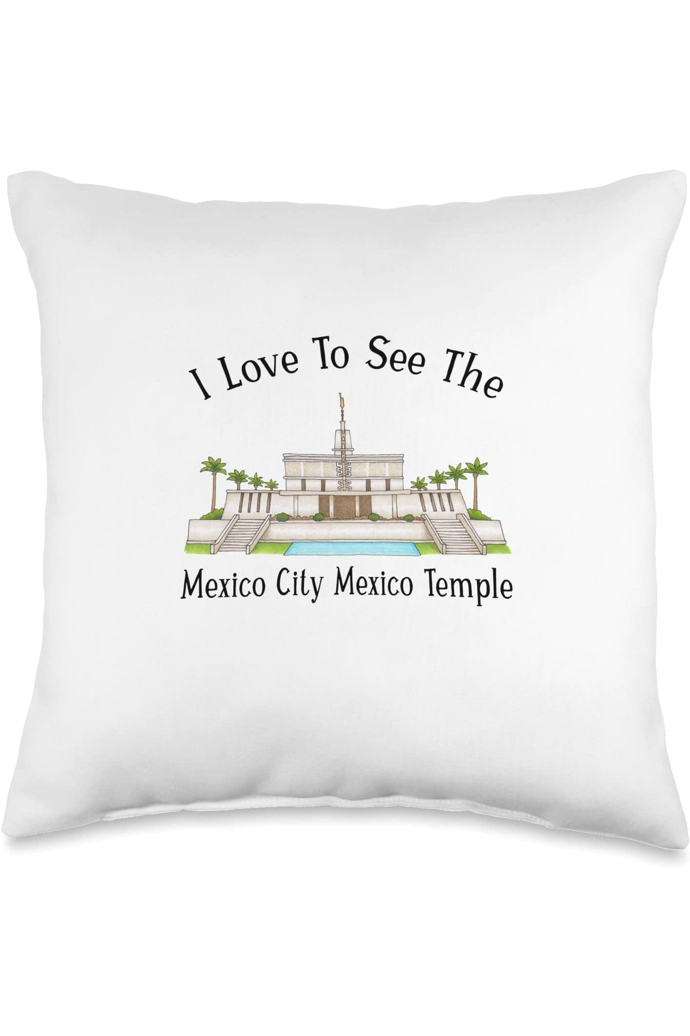 Mexico City Mexico Temple Throw Pillows - Happy Style (English) US