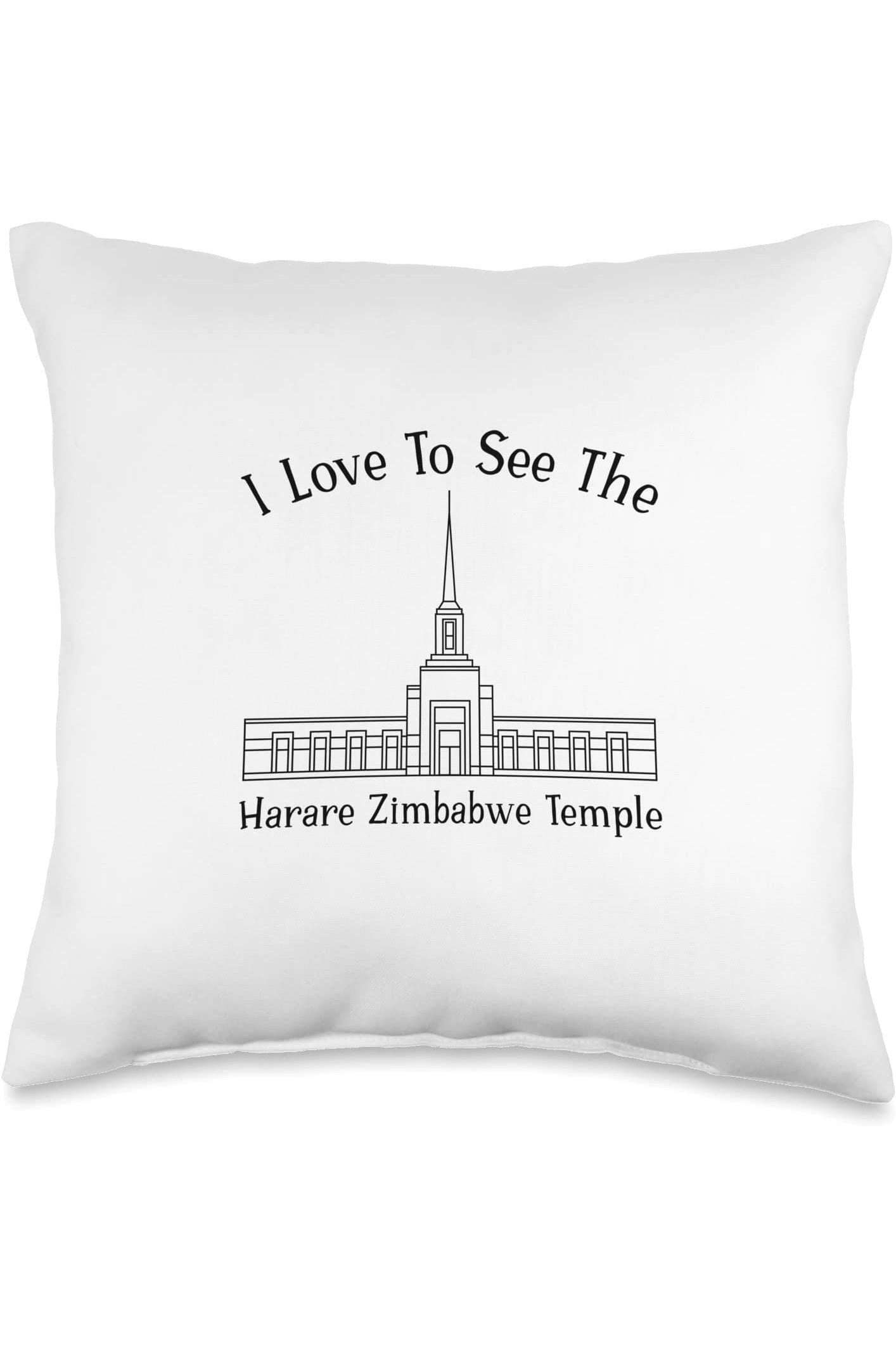 Harare Zimbabwe Temple Throw Pillows - Happy Style (English) US