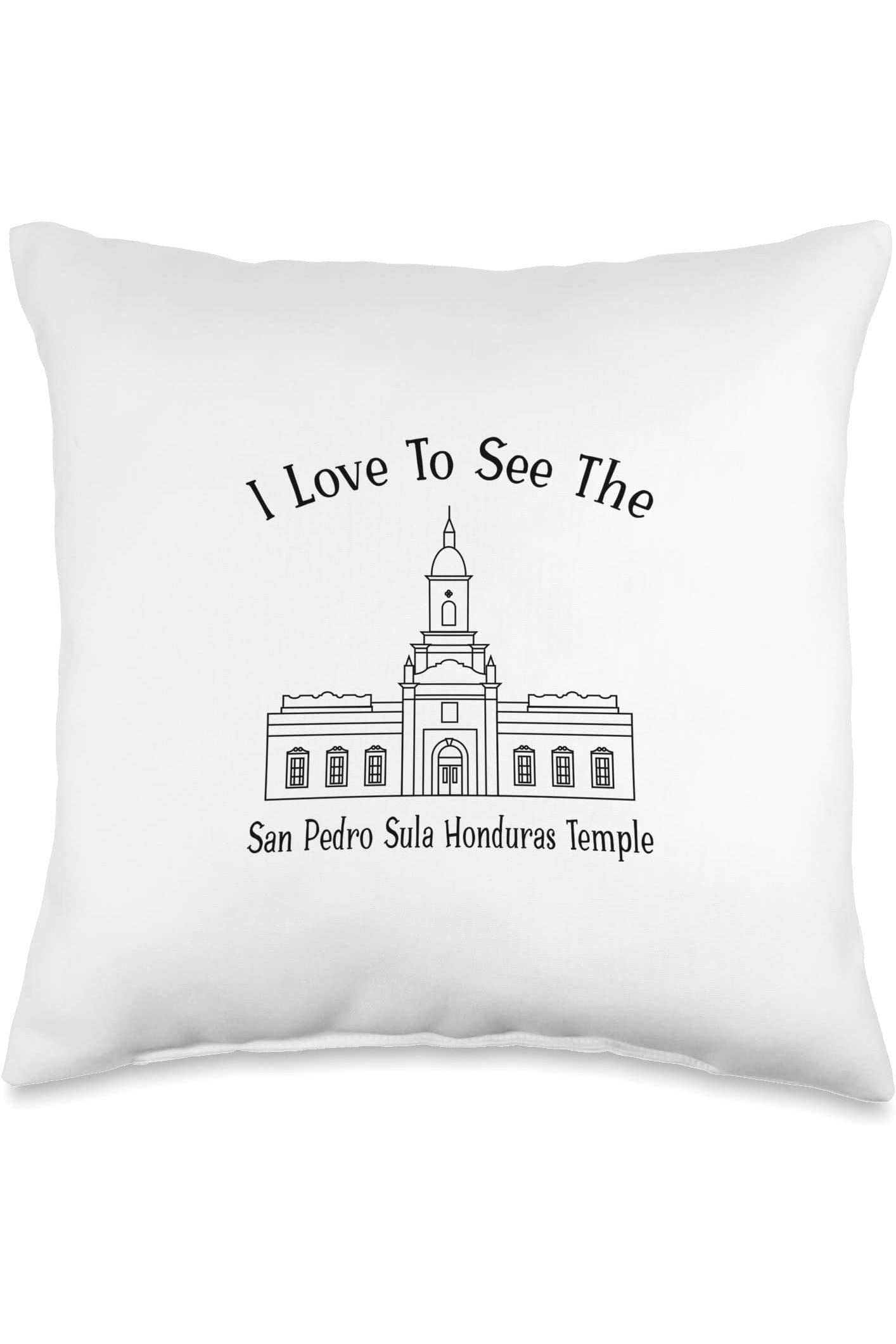 San Pedro Sula Honduras Temple Throw Pillows - Happy Style (English) US