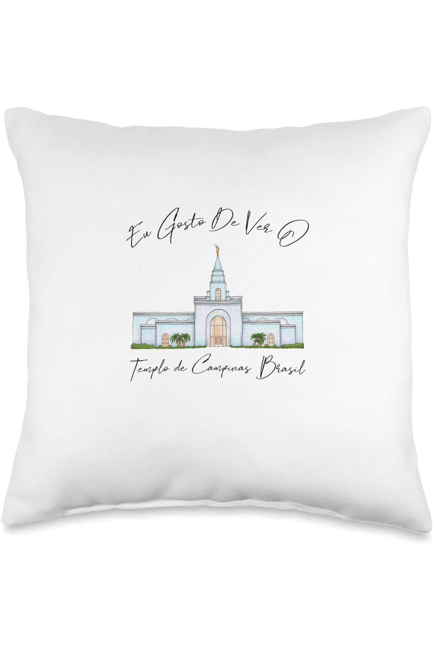 Templo de Manaus Brasil Throw Pillows - Calligraphy Style (Portuguese) US