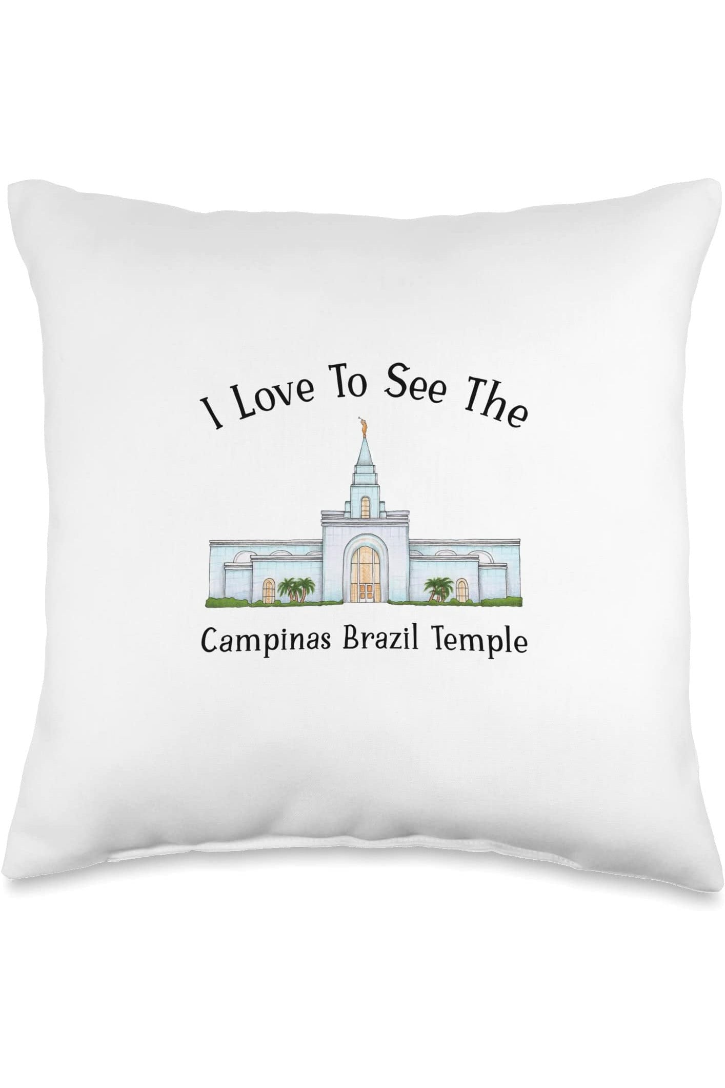 Campinas Brazil Temple Throw Pillows - Happy Style (English) US