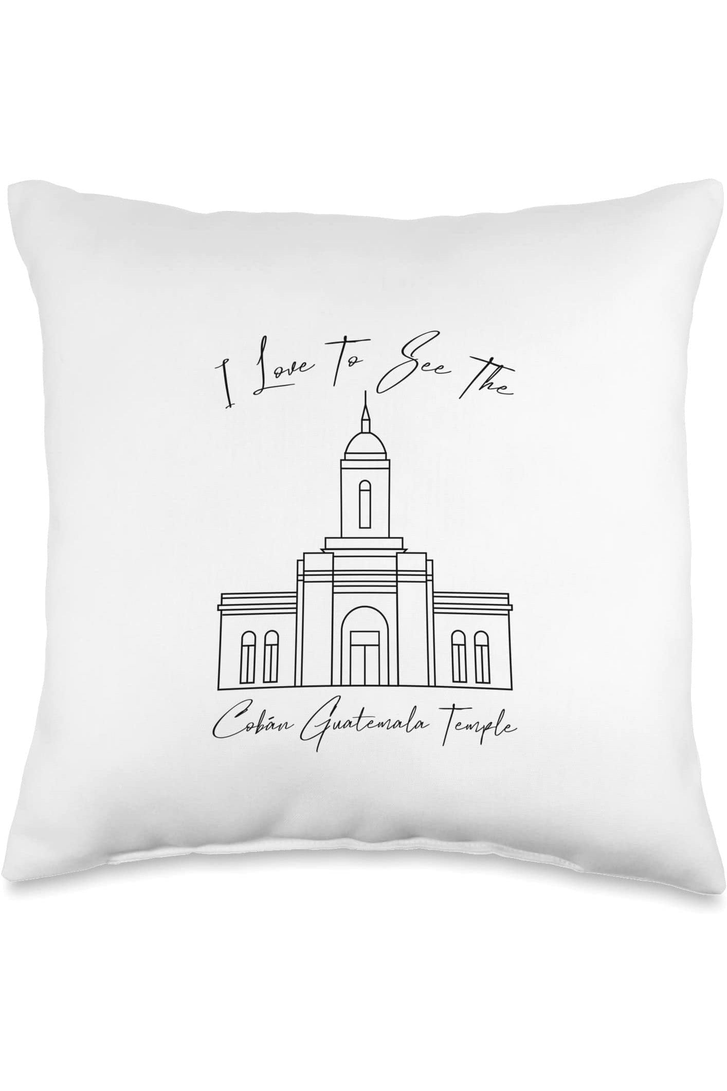 Coban Guatemala Temple Throw Pillows - Calligraphy Style (English) US