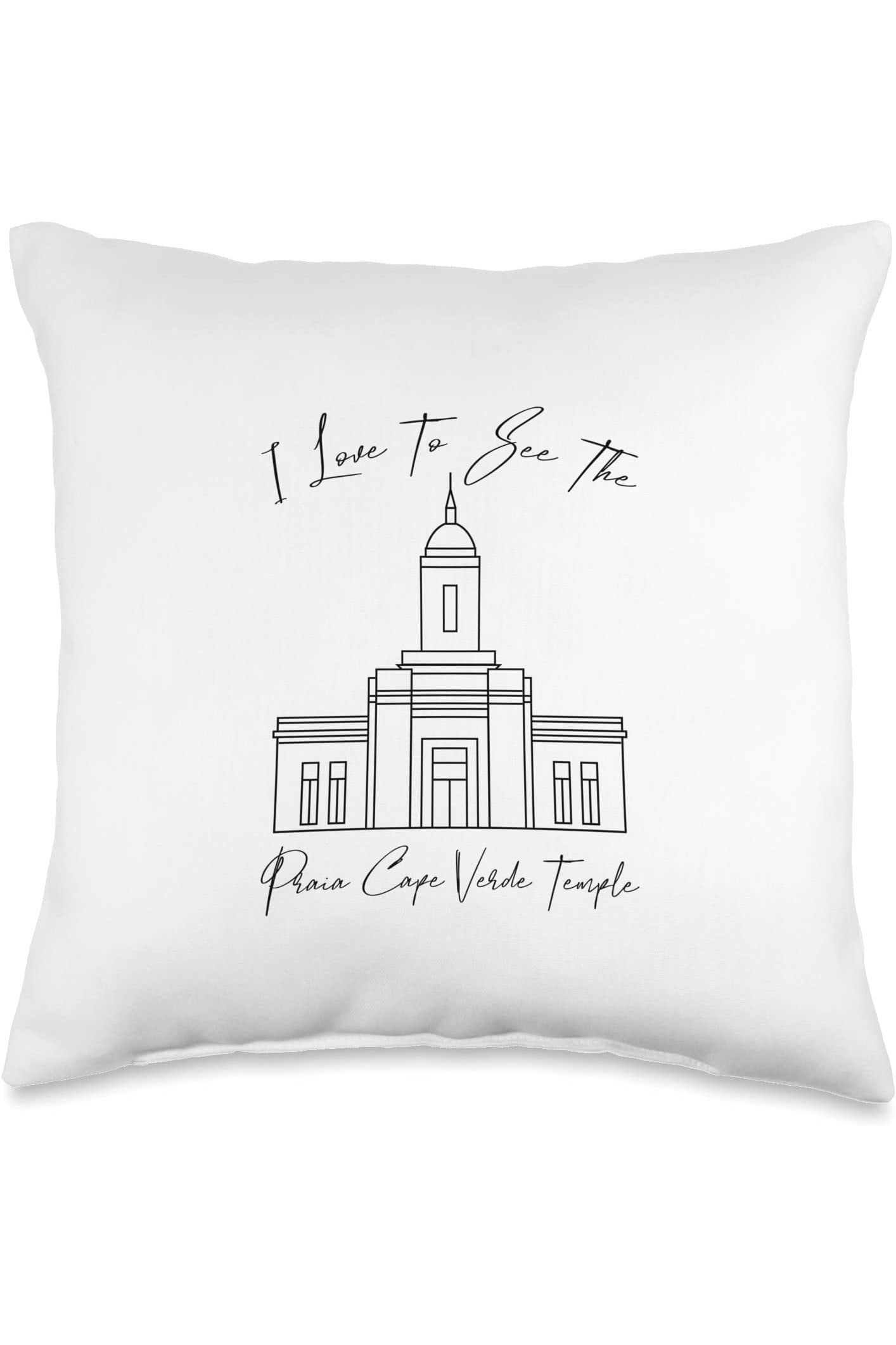 Praia Cape Verde Temple Throw Pillows - Calligraphy Style (English) US