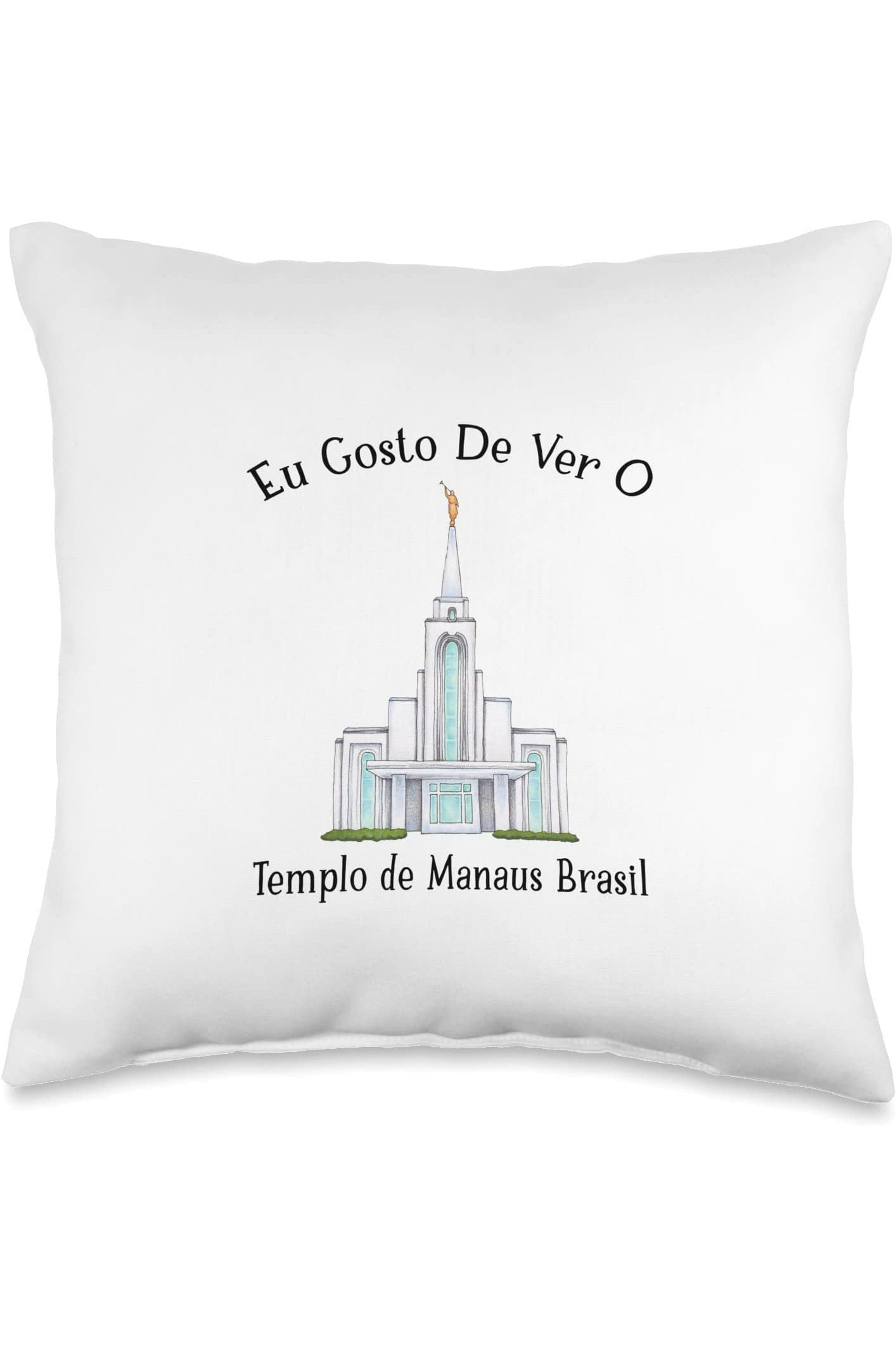 Templo de Manaus Brasil Throw Pillows - Happy Style (Portuguese) US