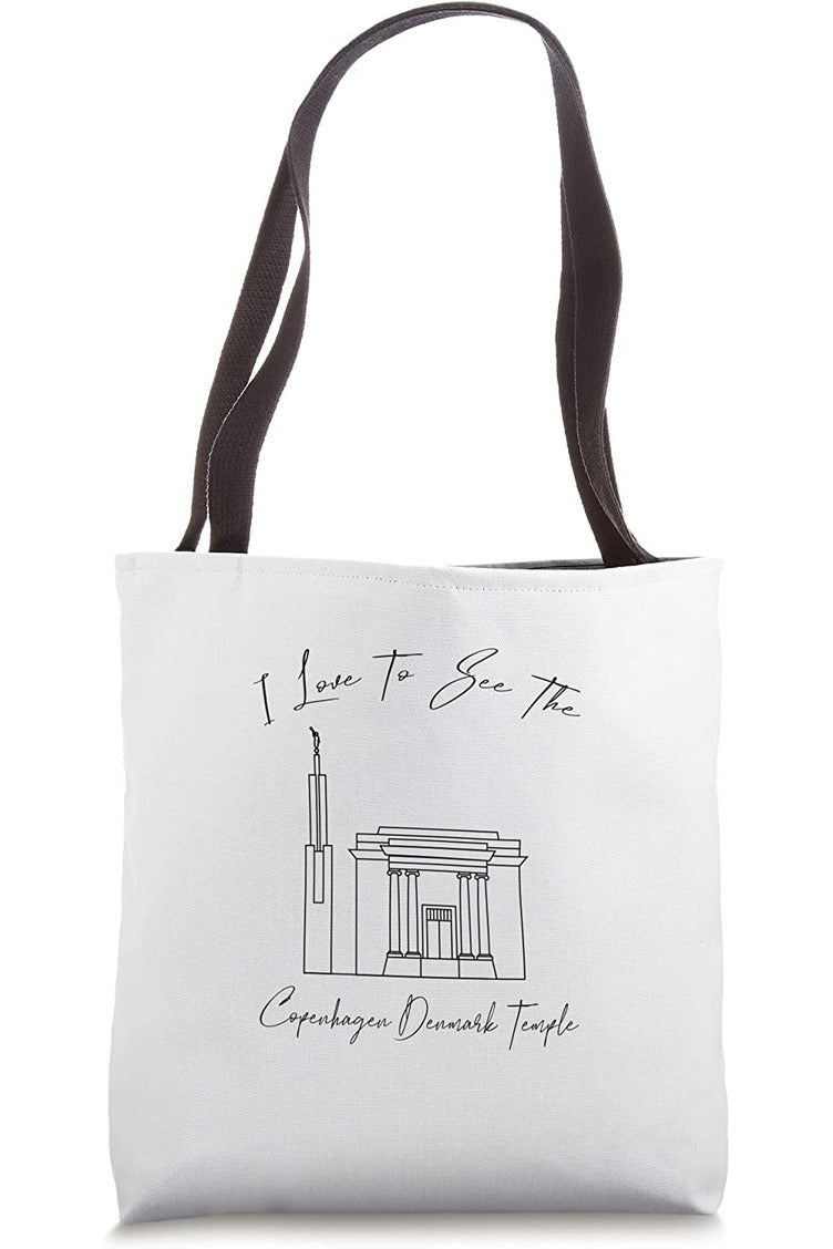 Copenhagen Denmark Temple Tote Bag - Calligraphy Style (English) US