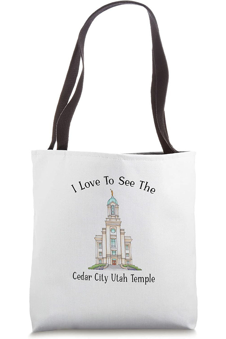 Cedar City Utah Temple Tote Bag - Happy Style (English) US