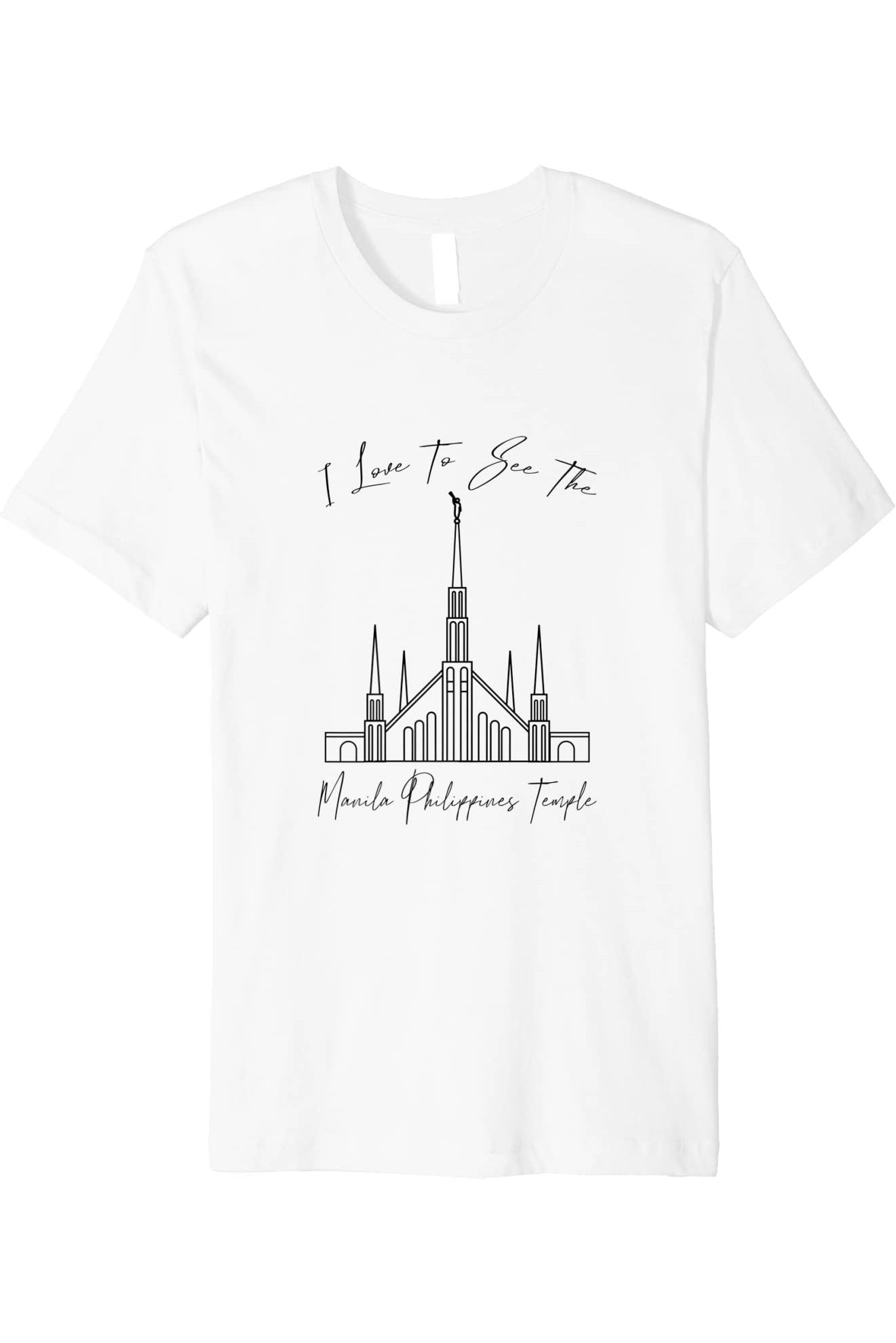 Manila Philippines Temple T-Shirt - Premium - Calligraphy Style (English) US
