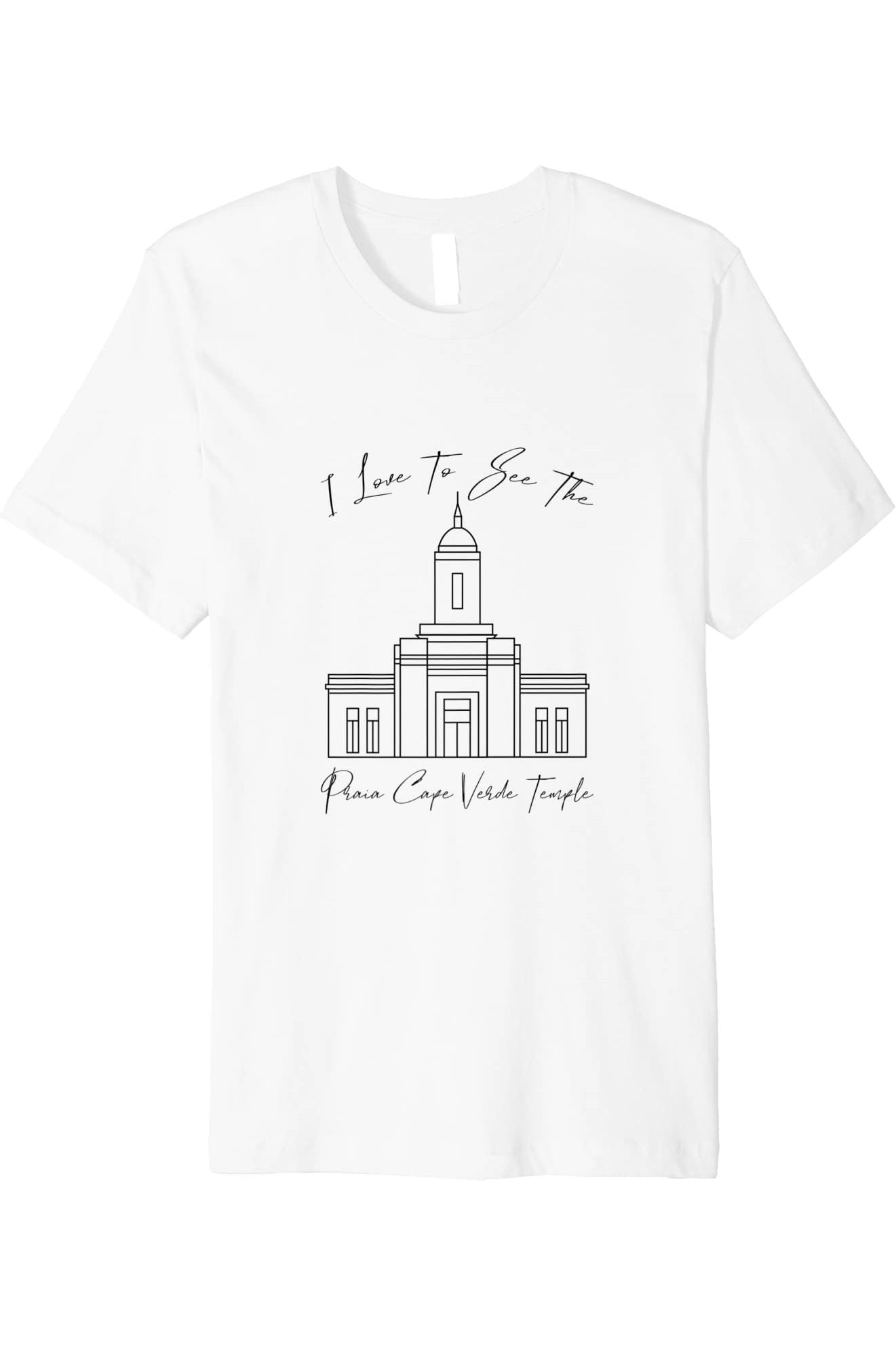 Praia Cape Verde Temple T-Shirt - Premium - Calligraphy Style (English) US