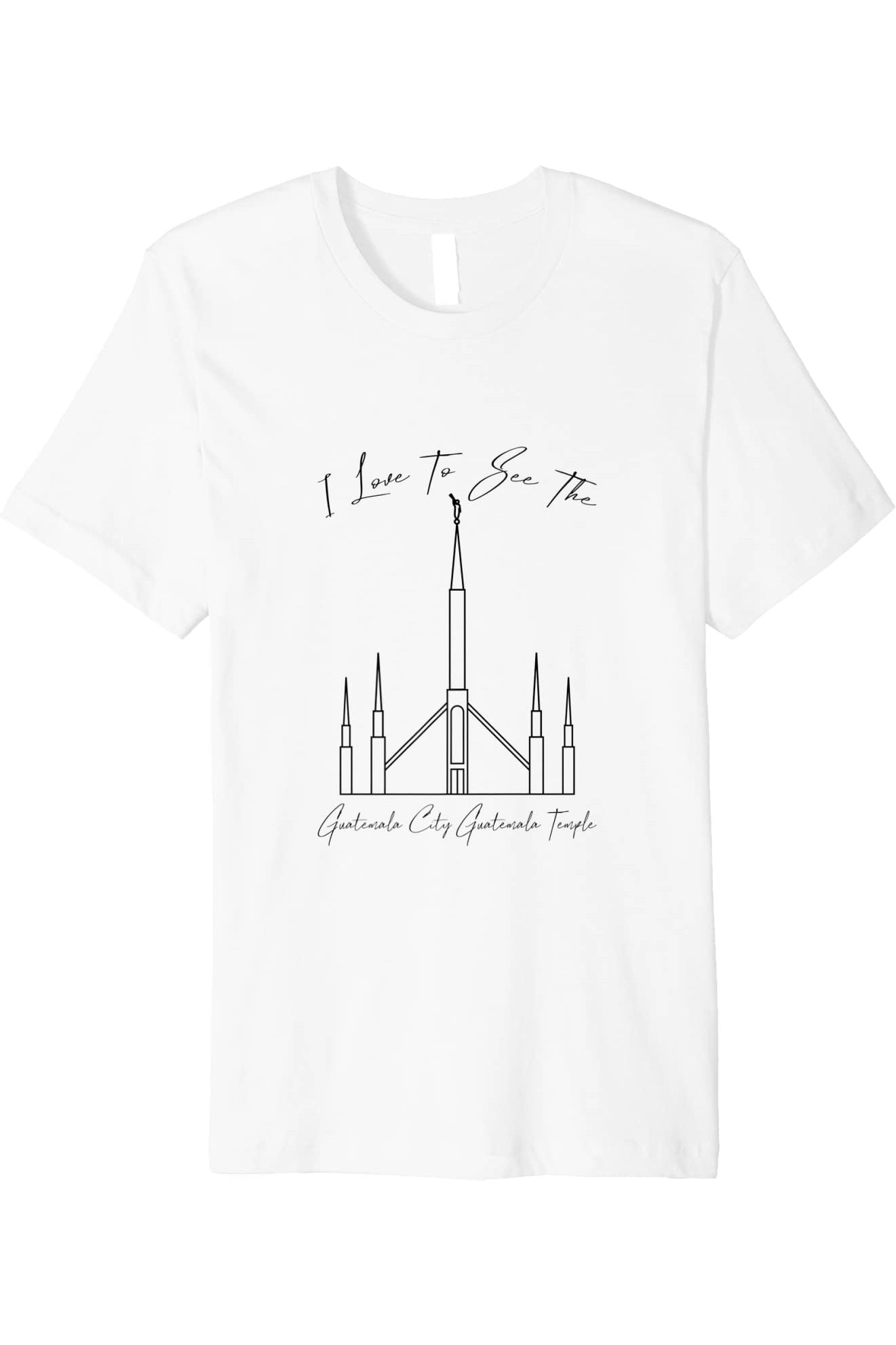 Guatemala City Guatemala Temple T-Shirt - Premium - Calligraphy Style (English) US