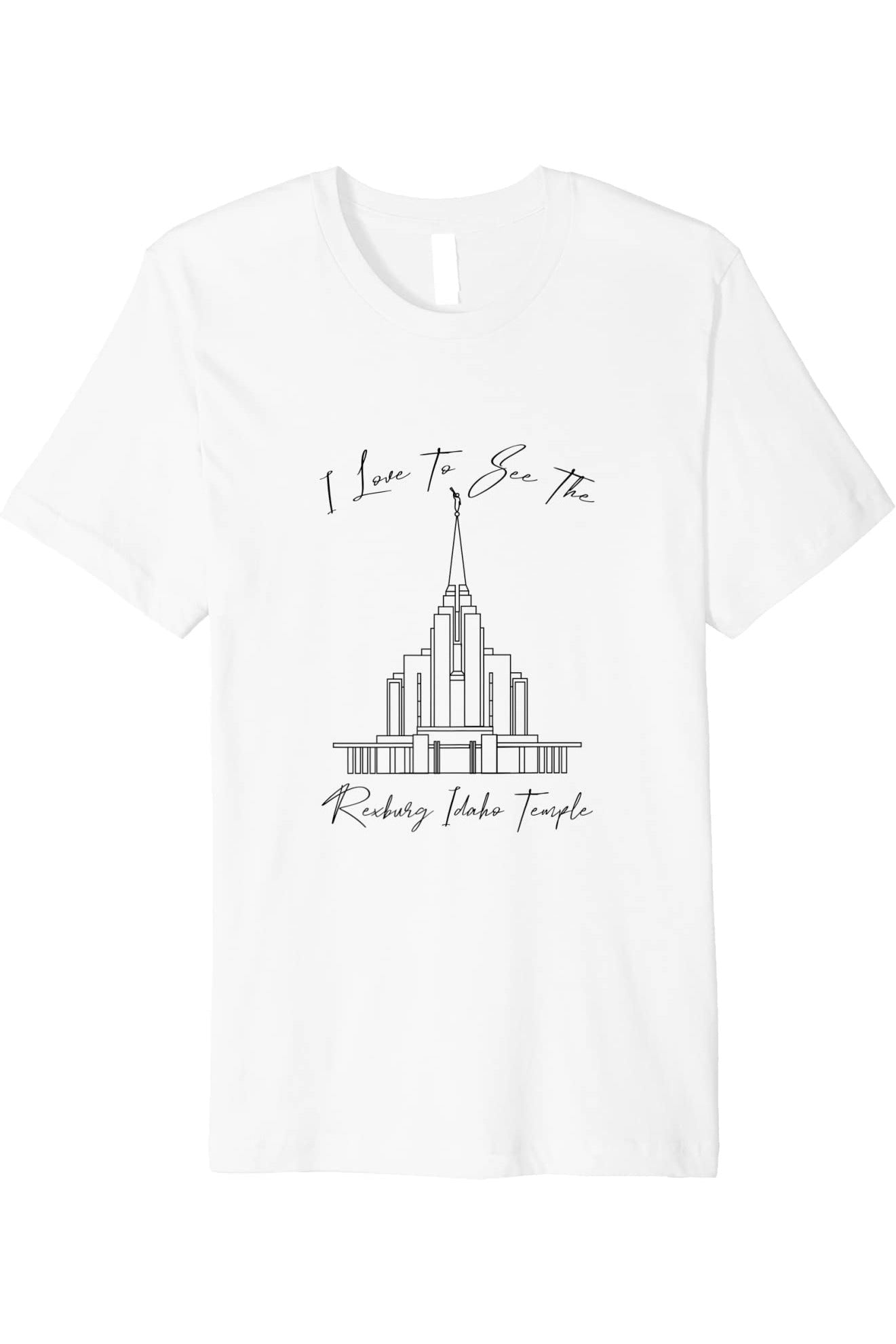 Rexburg Idaho Temple T-Shirt - Premium - Calligraphy Style (English) US